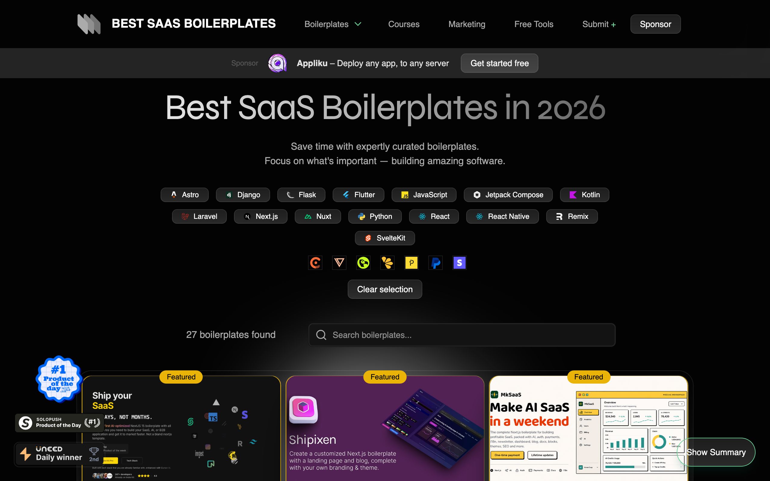 119+ SaaS Boilerplates screenshot