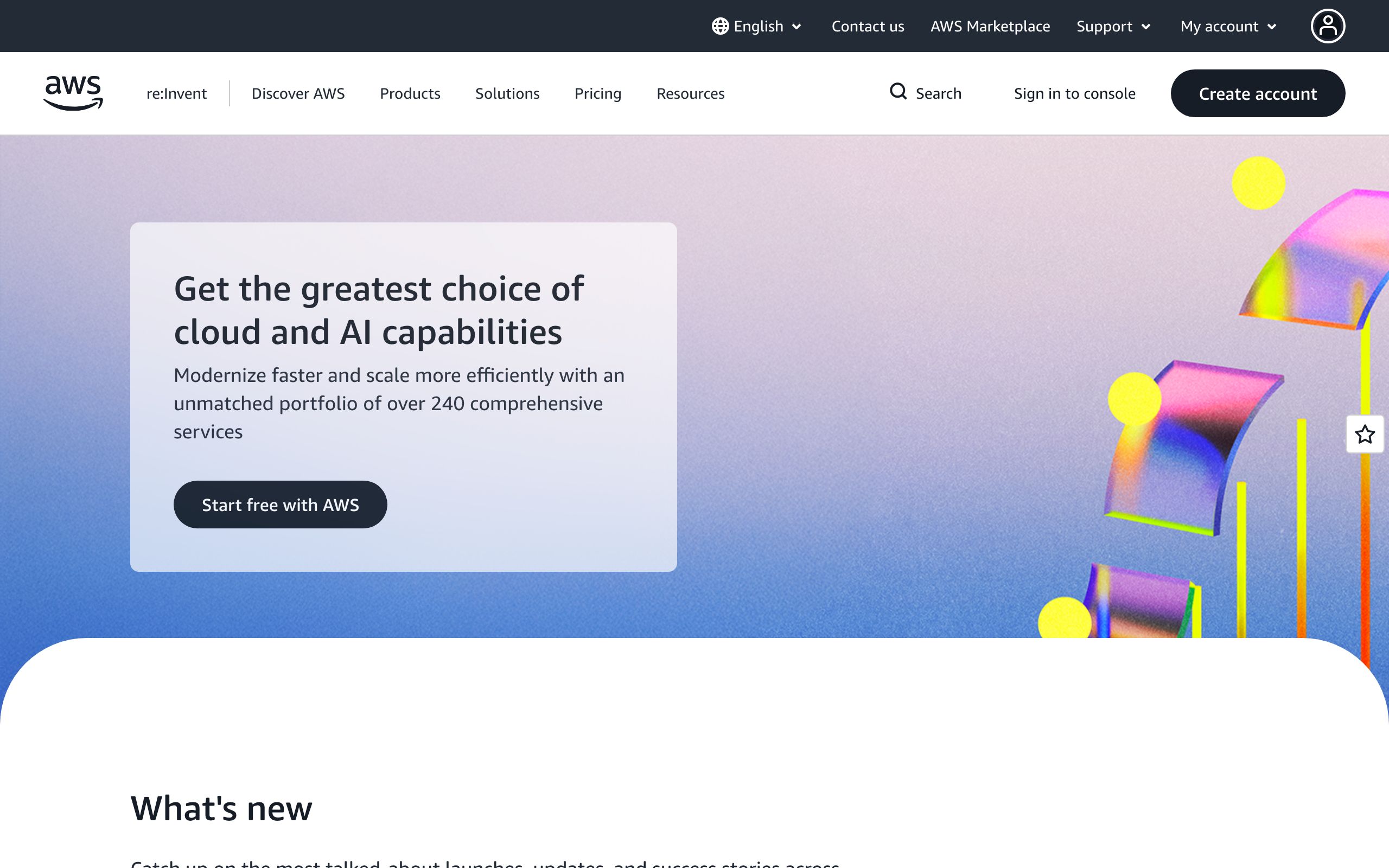 Amazon Web Services screenshot
