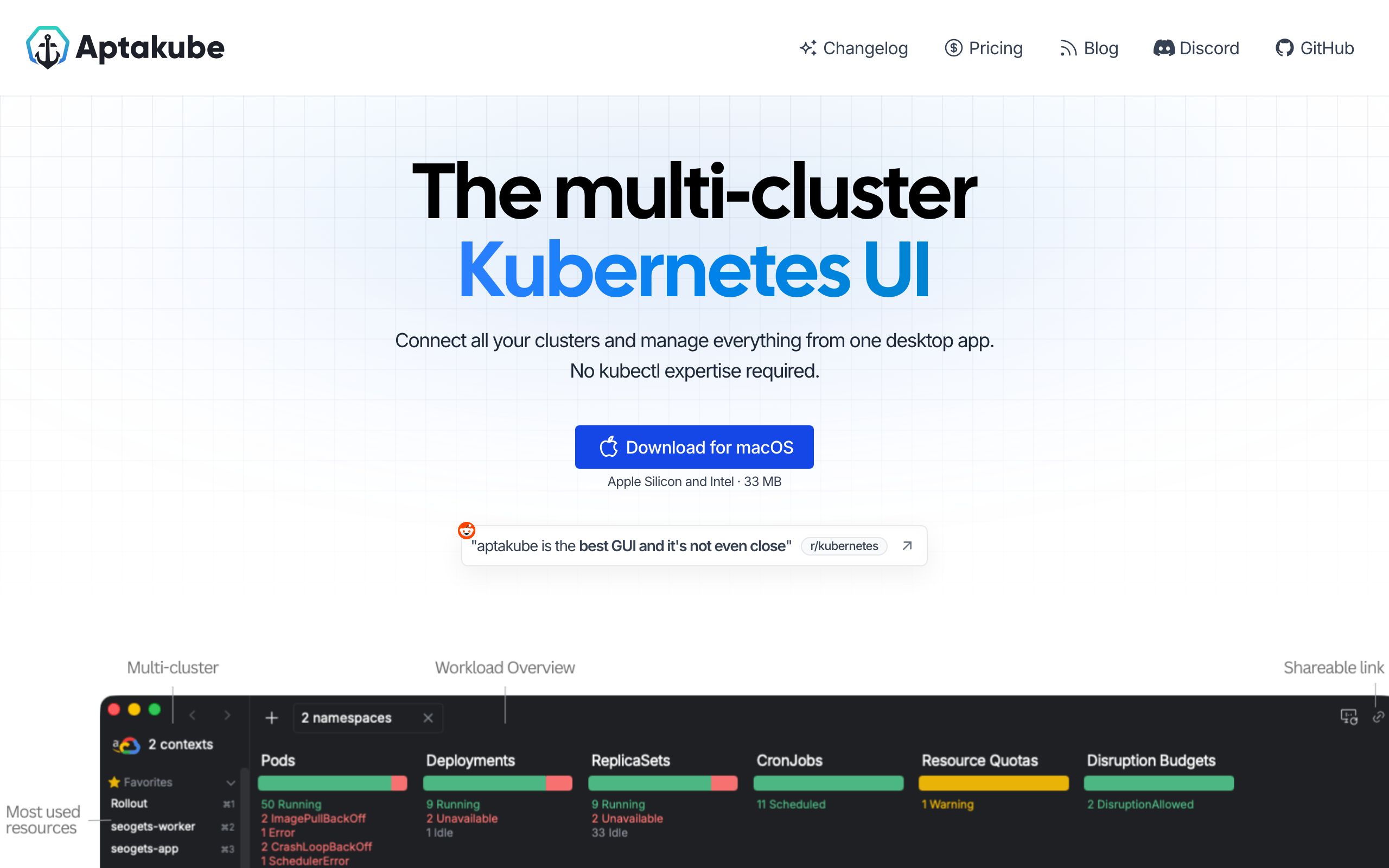 Aptakube screenshot