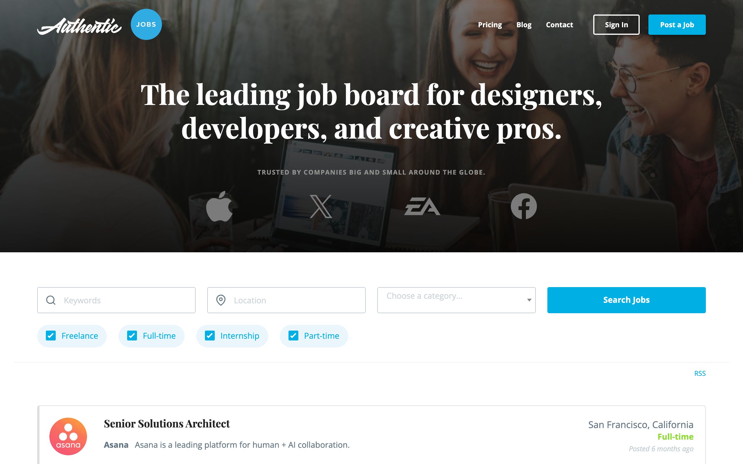 Authentic Jobs screenshot