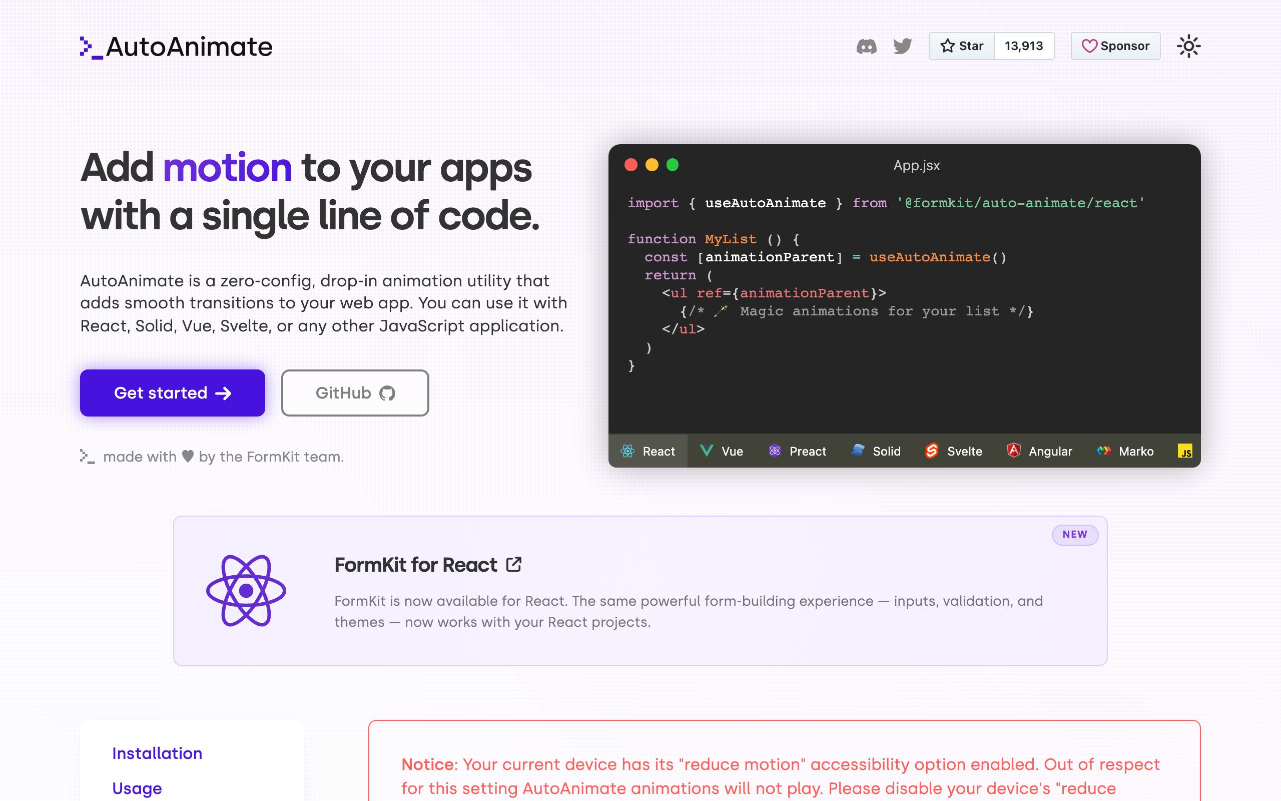 AutoAnimate screenshot
