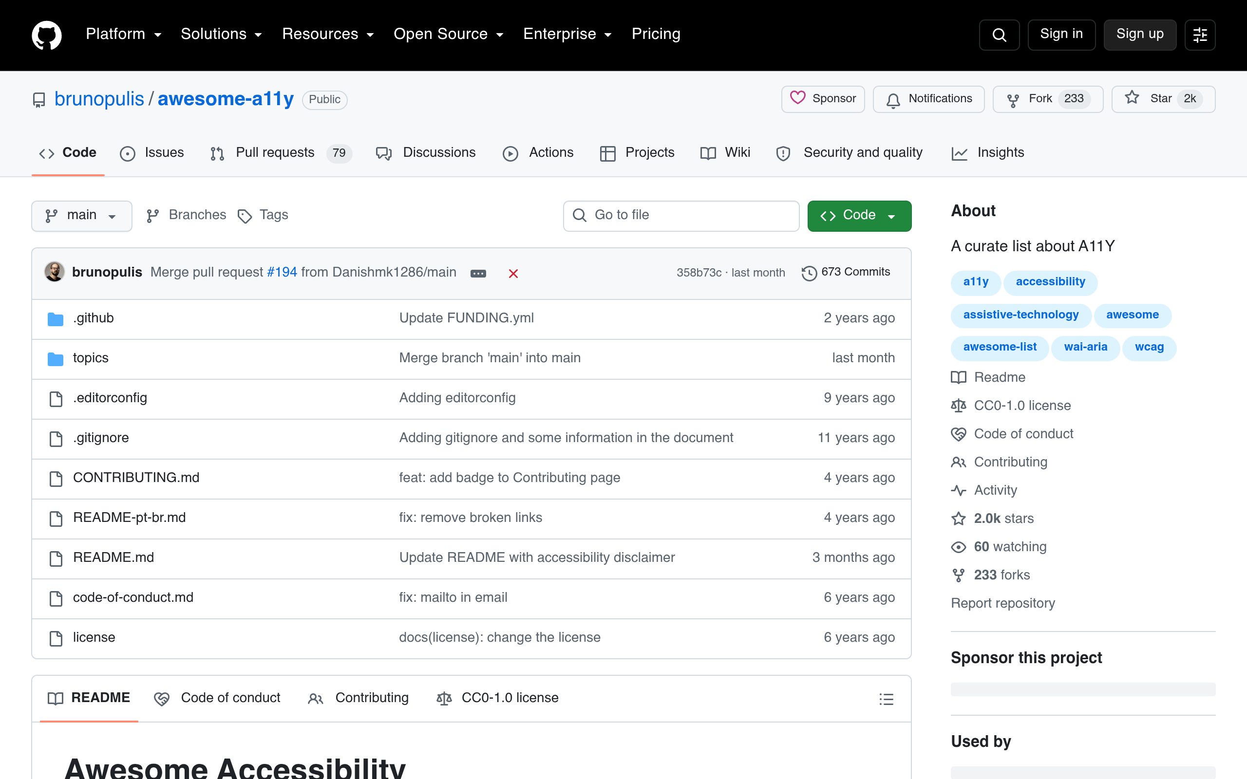 Awesome Accessibility screenshot