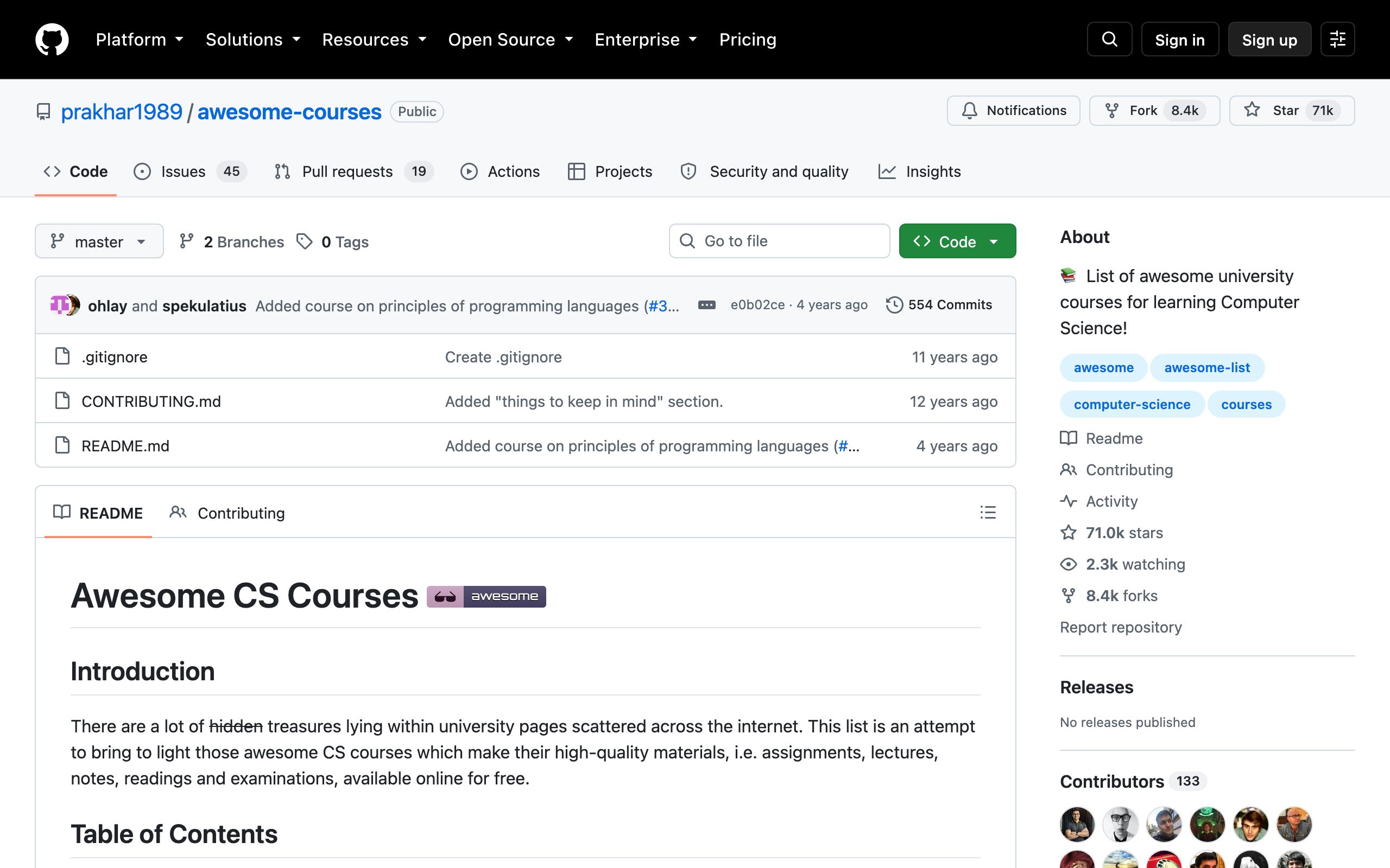 Awesome Courses screenshot