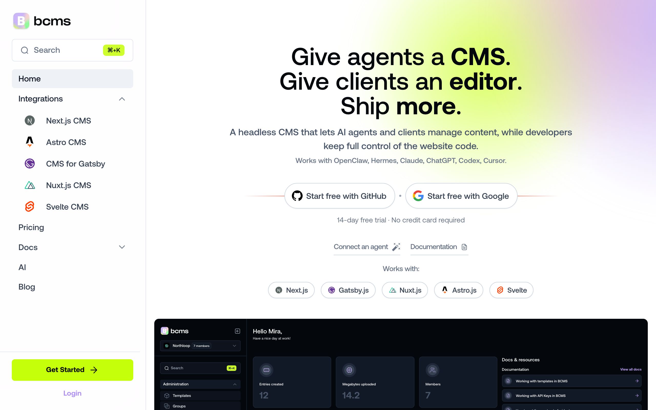 BCMS screenshot
