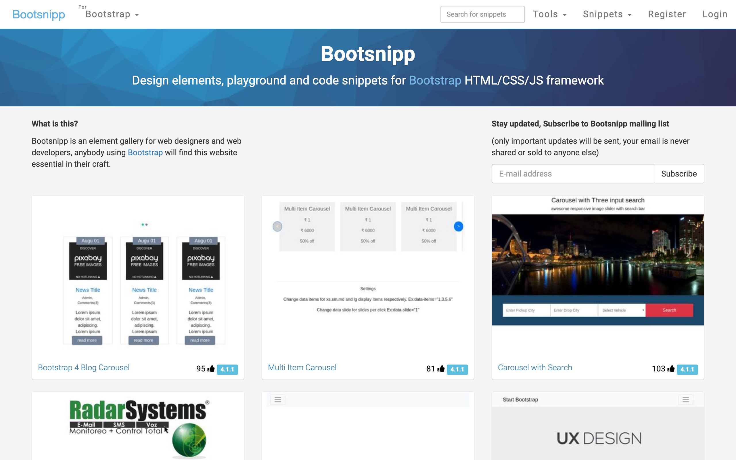 Bootsnipp screenshot