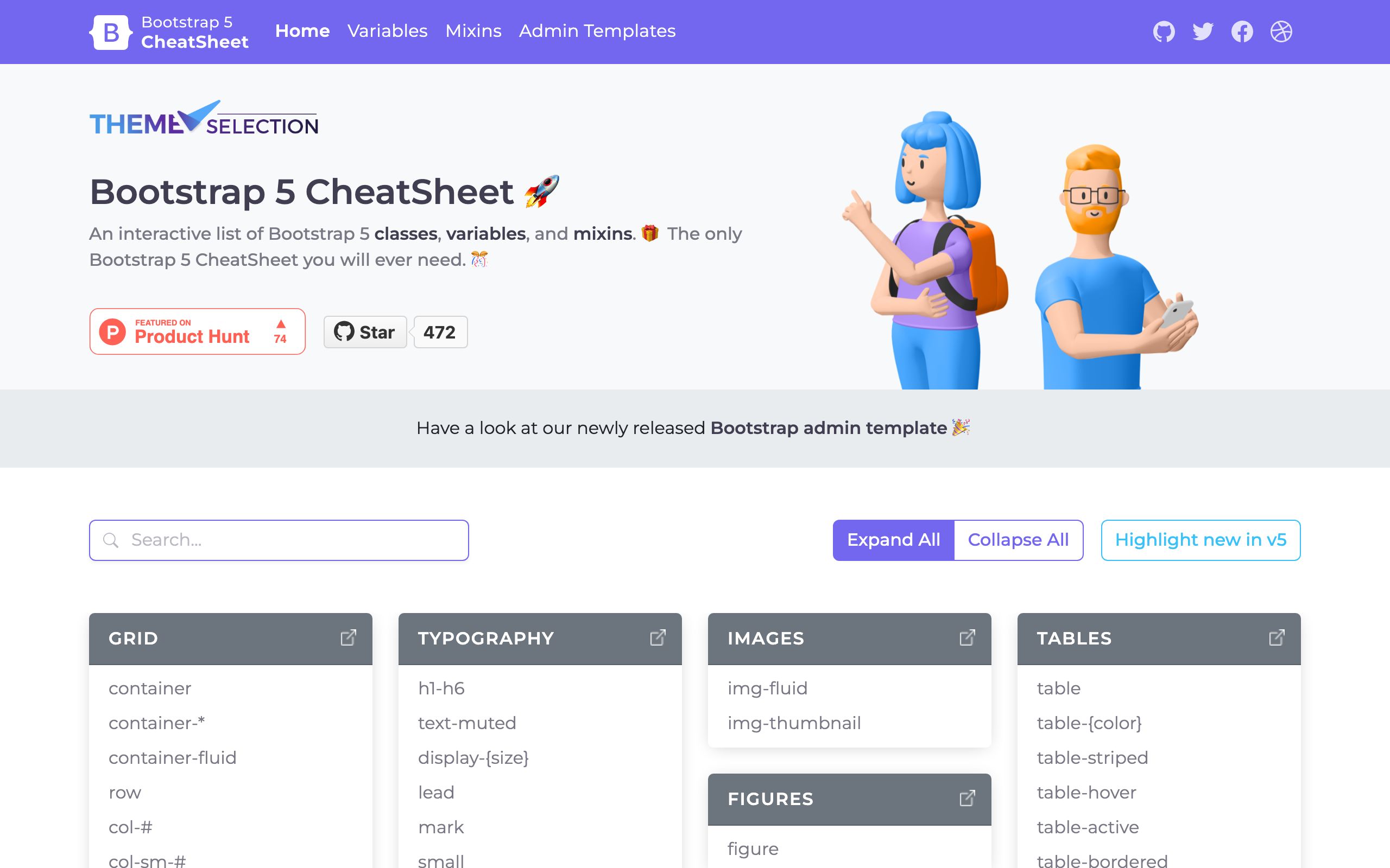 Bootstrap 5 CheatSheet screenshot