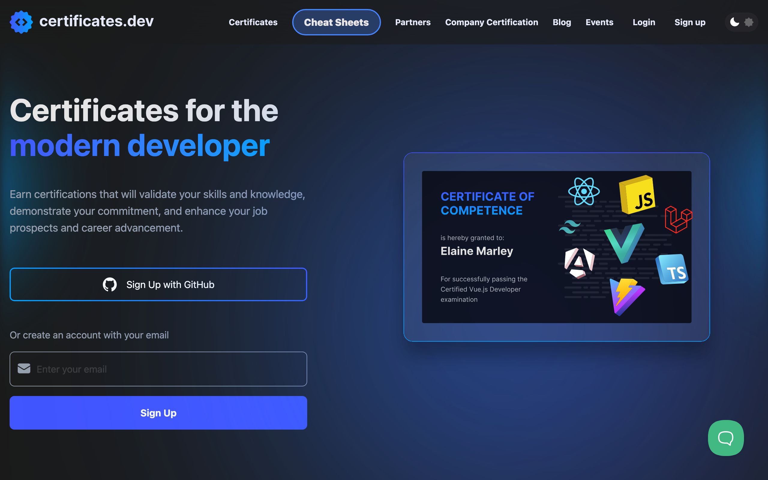 Certificates.dev screenshot