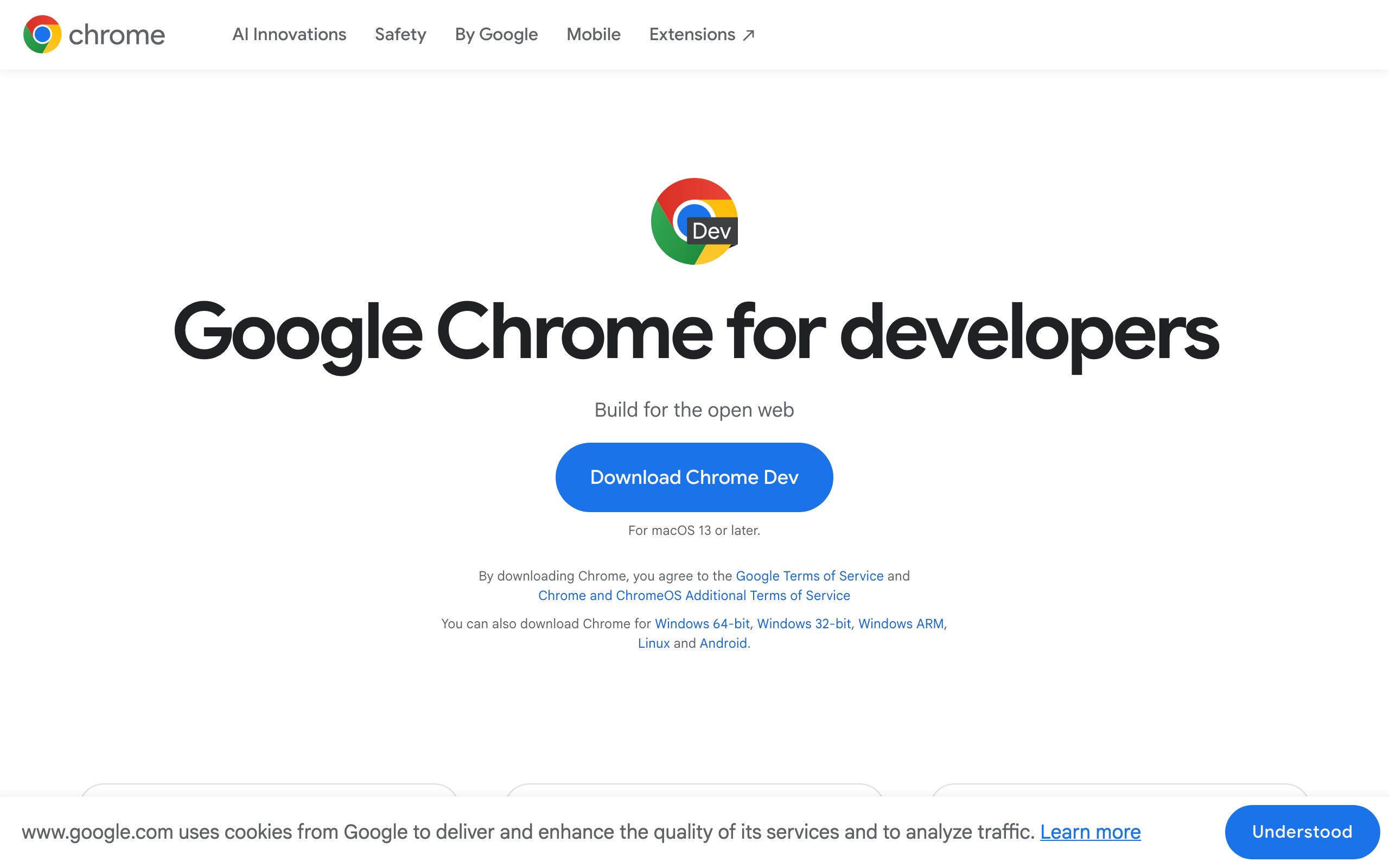 Chrome Dev screenshot
