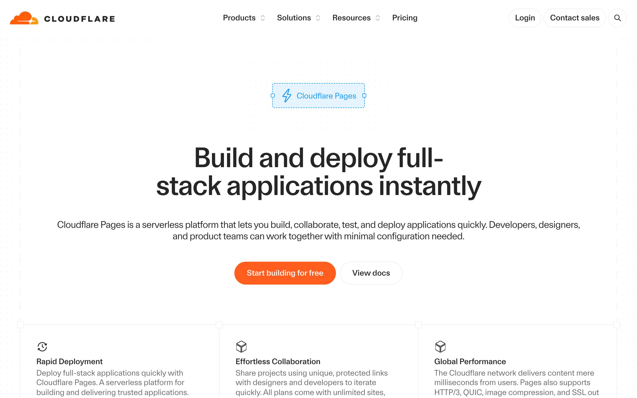 Cloudflare Pages screenshot