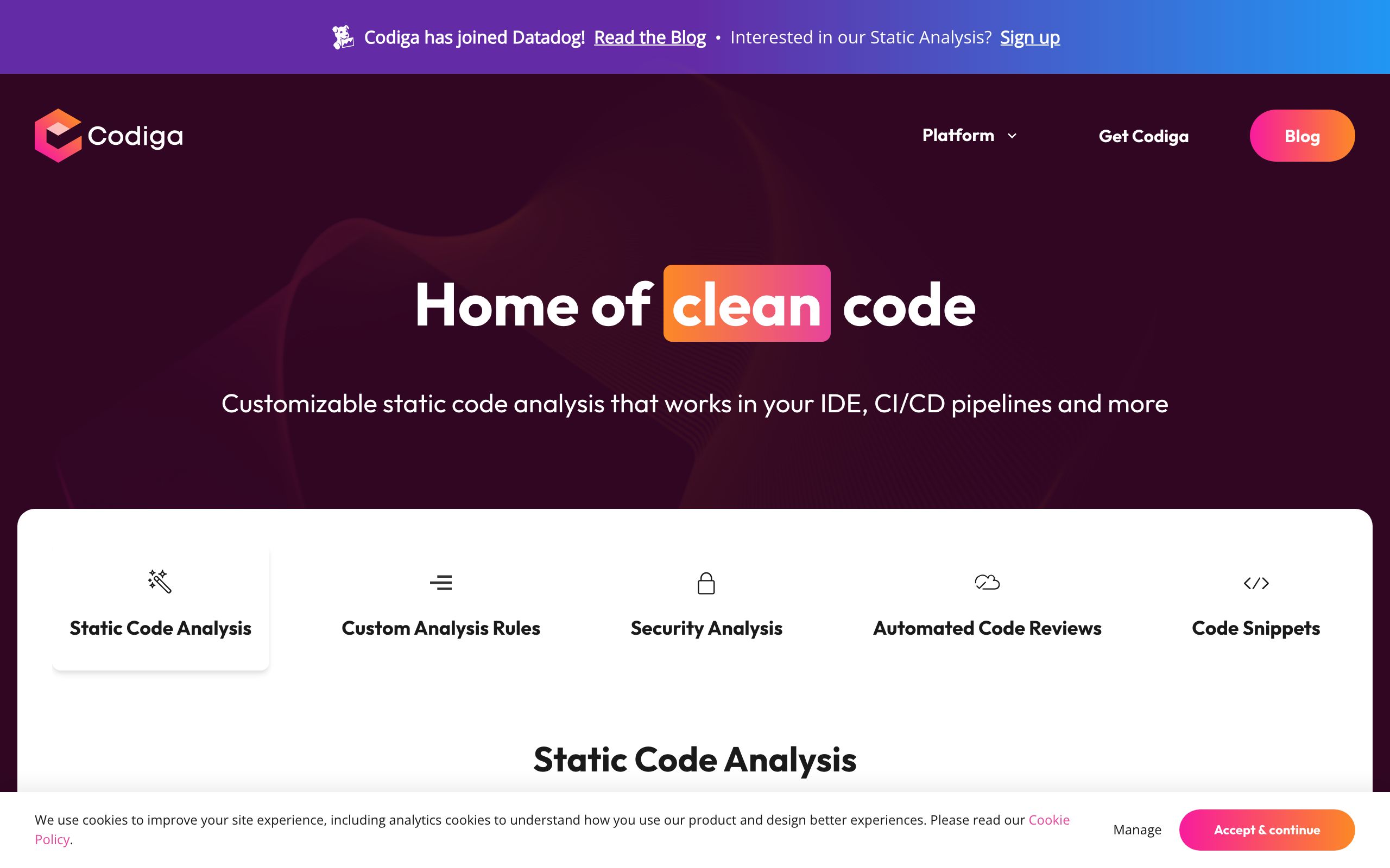 Codiga screenshot
