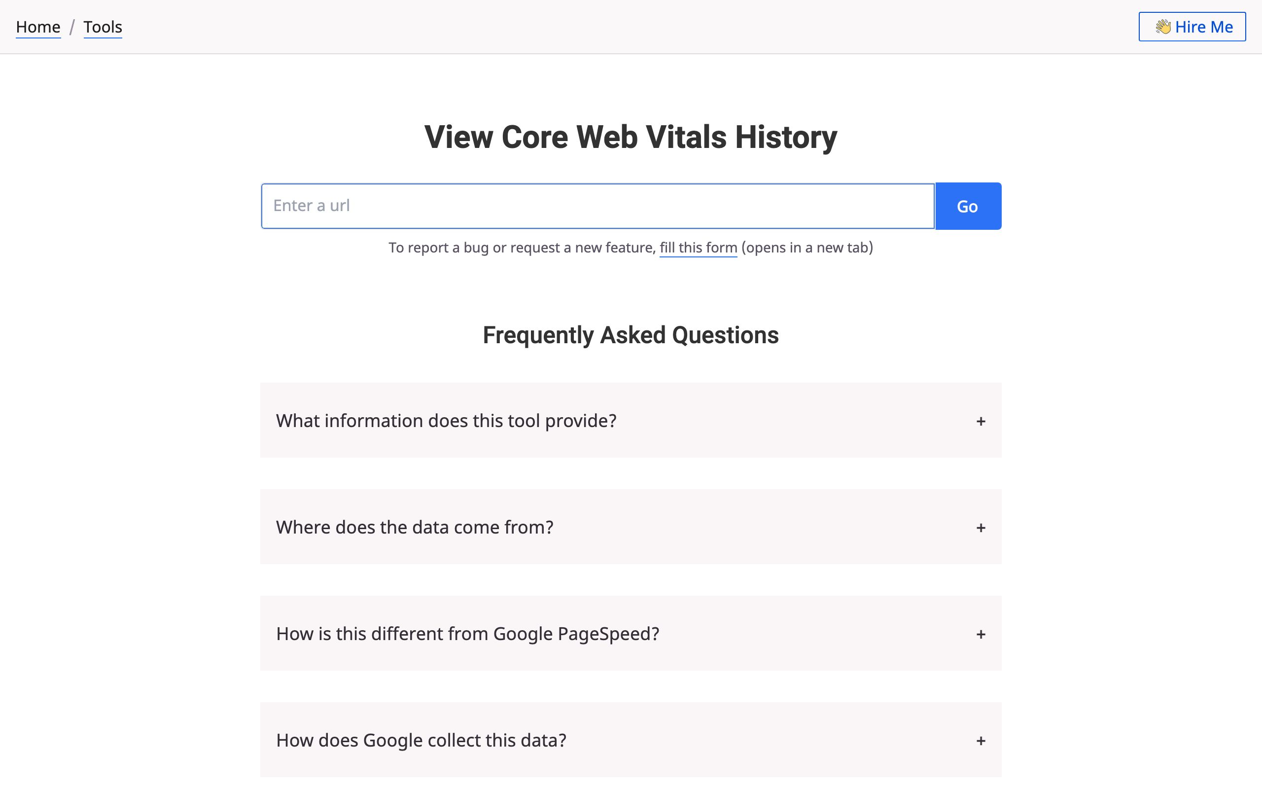 Core Web Vitals History screenshot