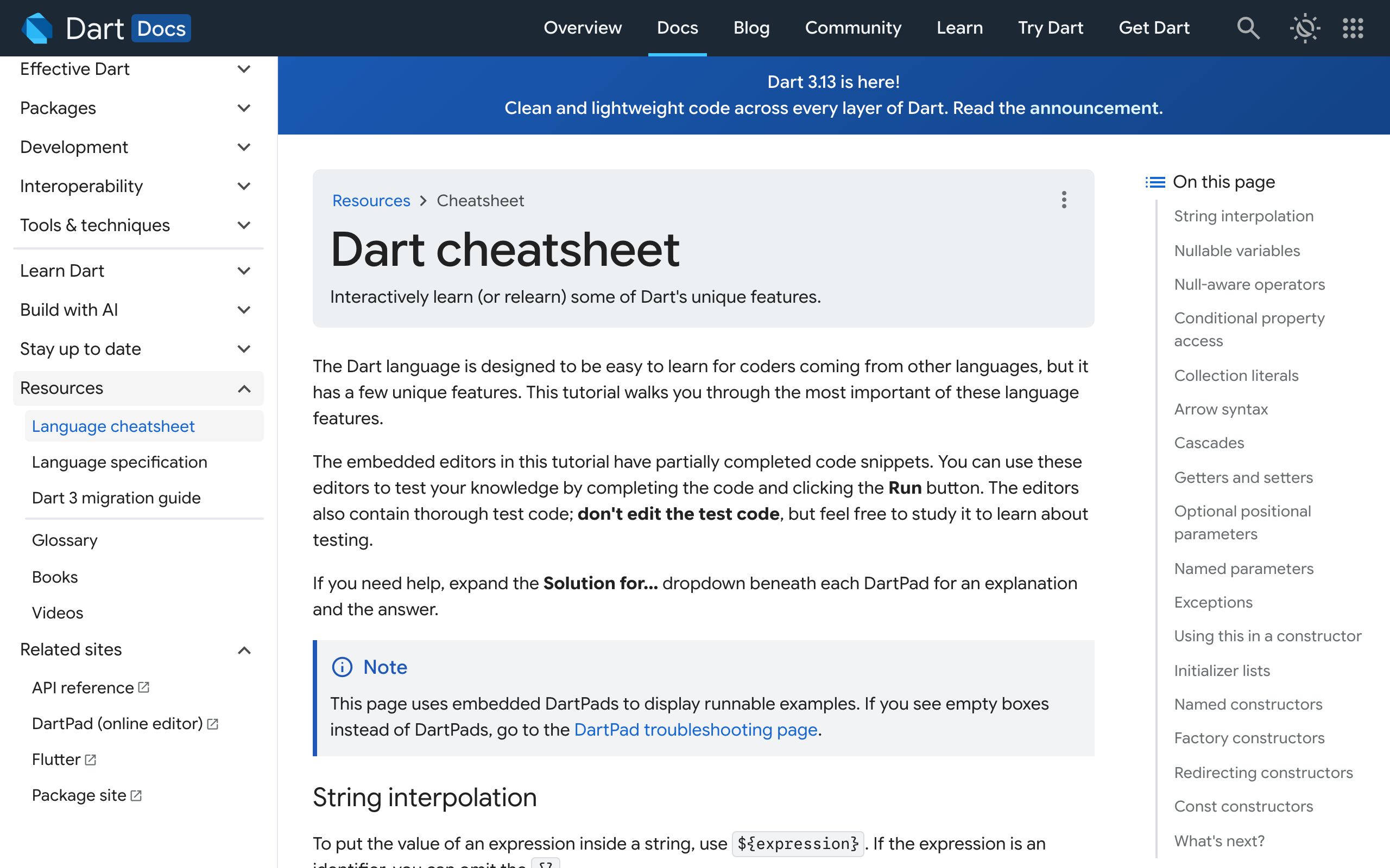 Dart Cheatsheet screenshot