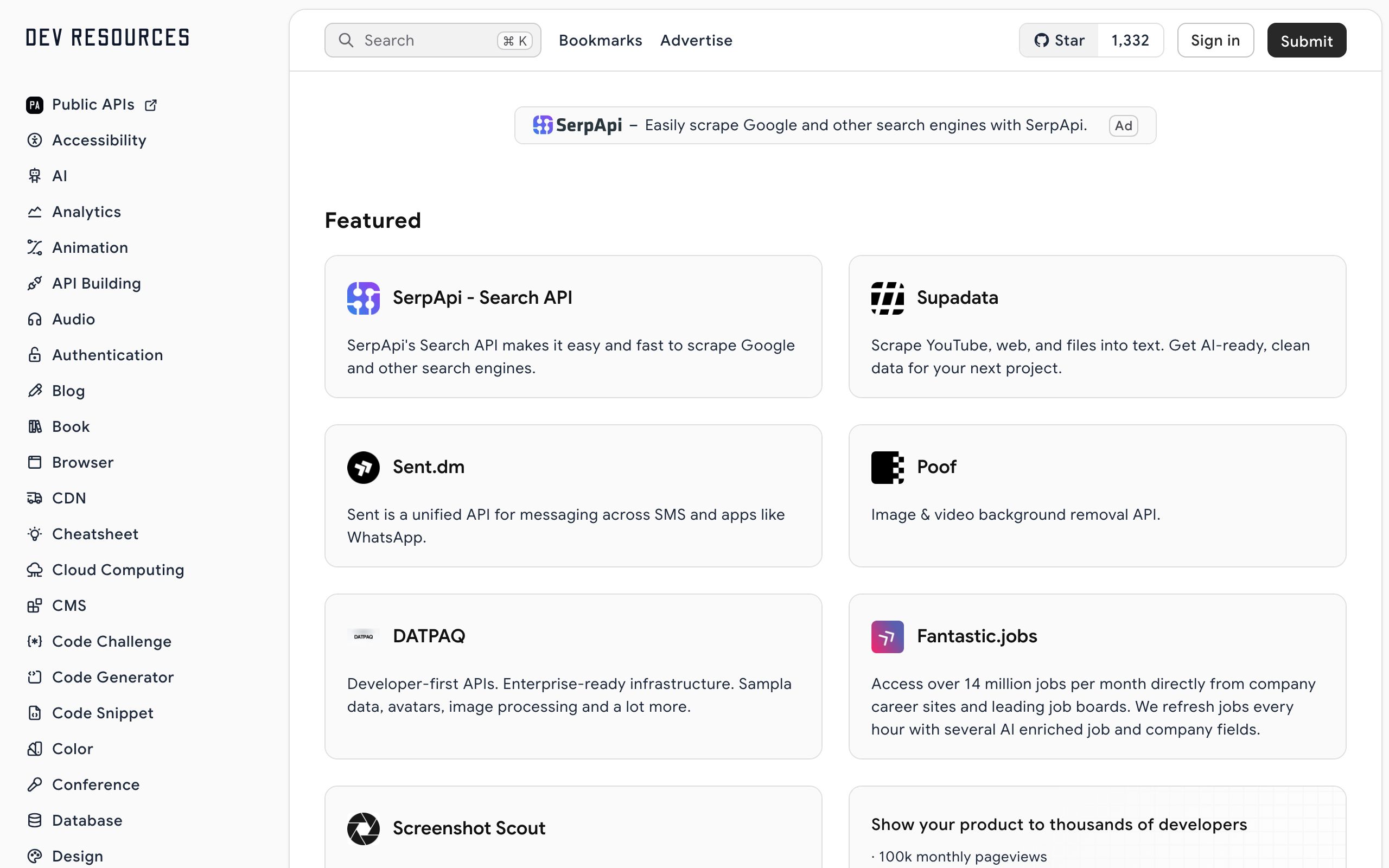 Dev Resources screenshot