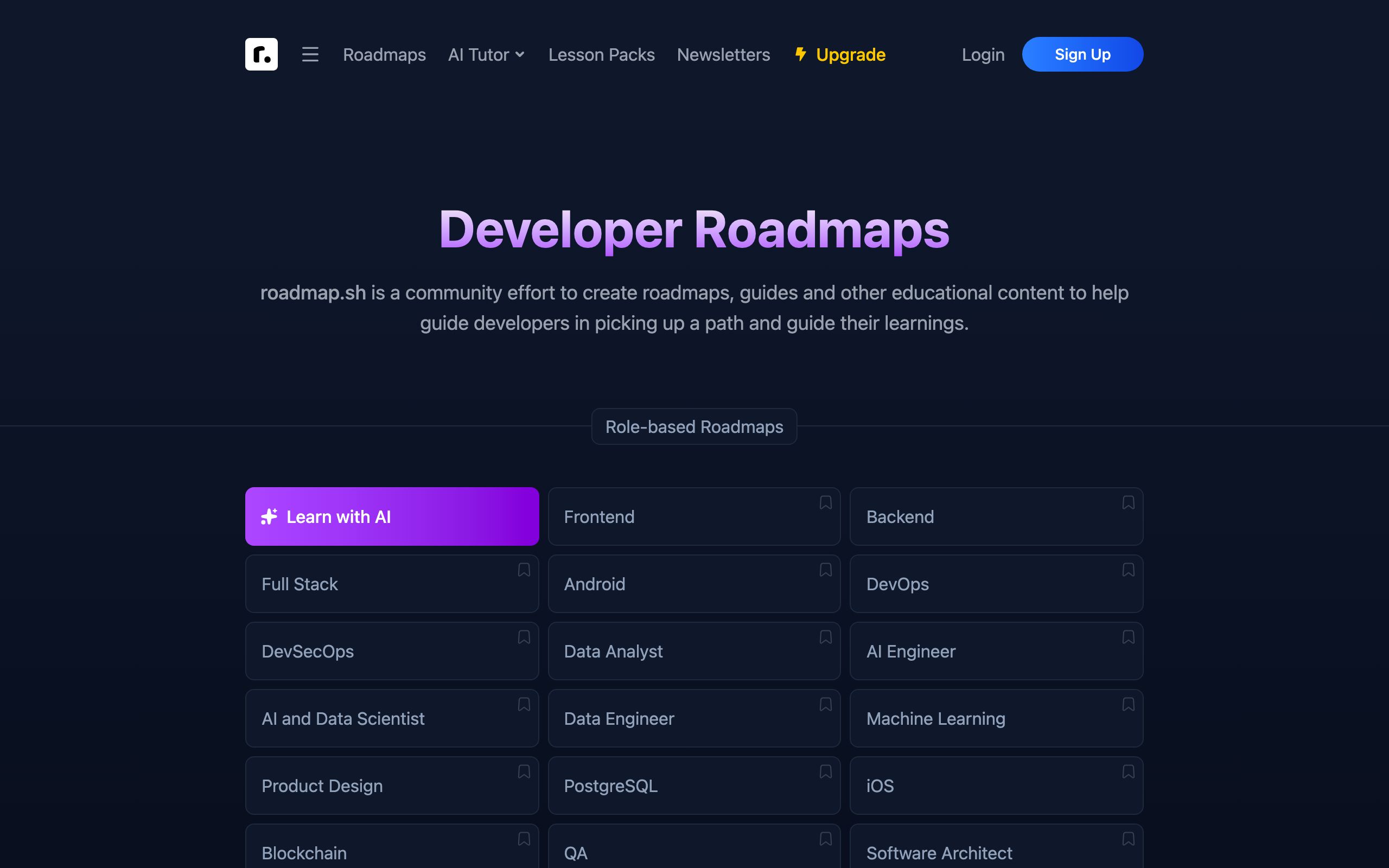 Developer Roadmaps screenshot