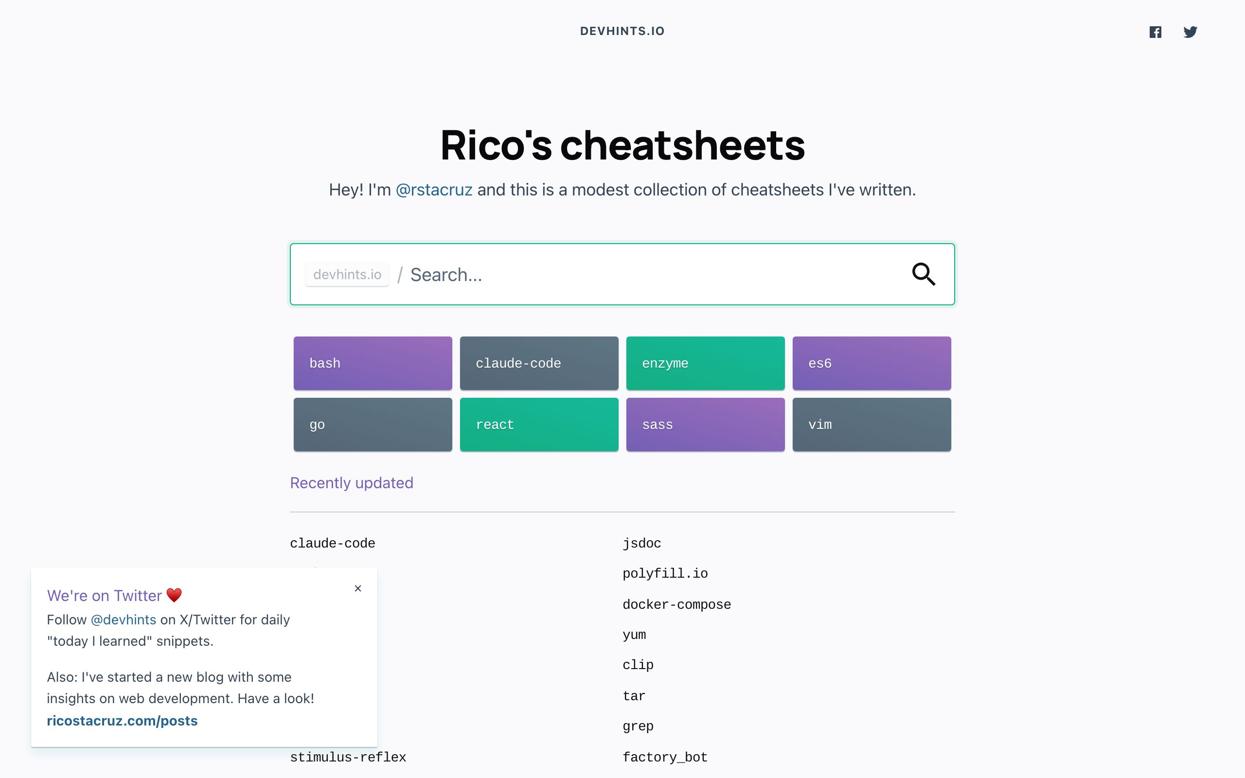 Devhints screenshot