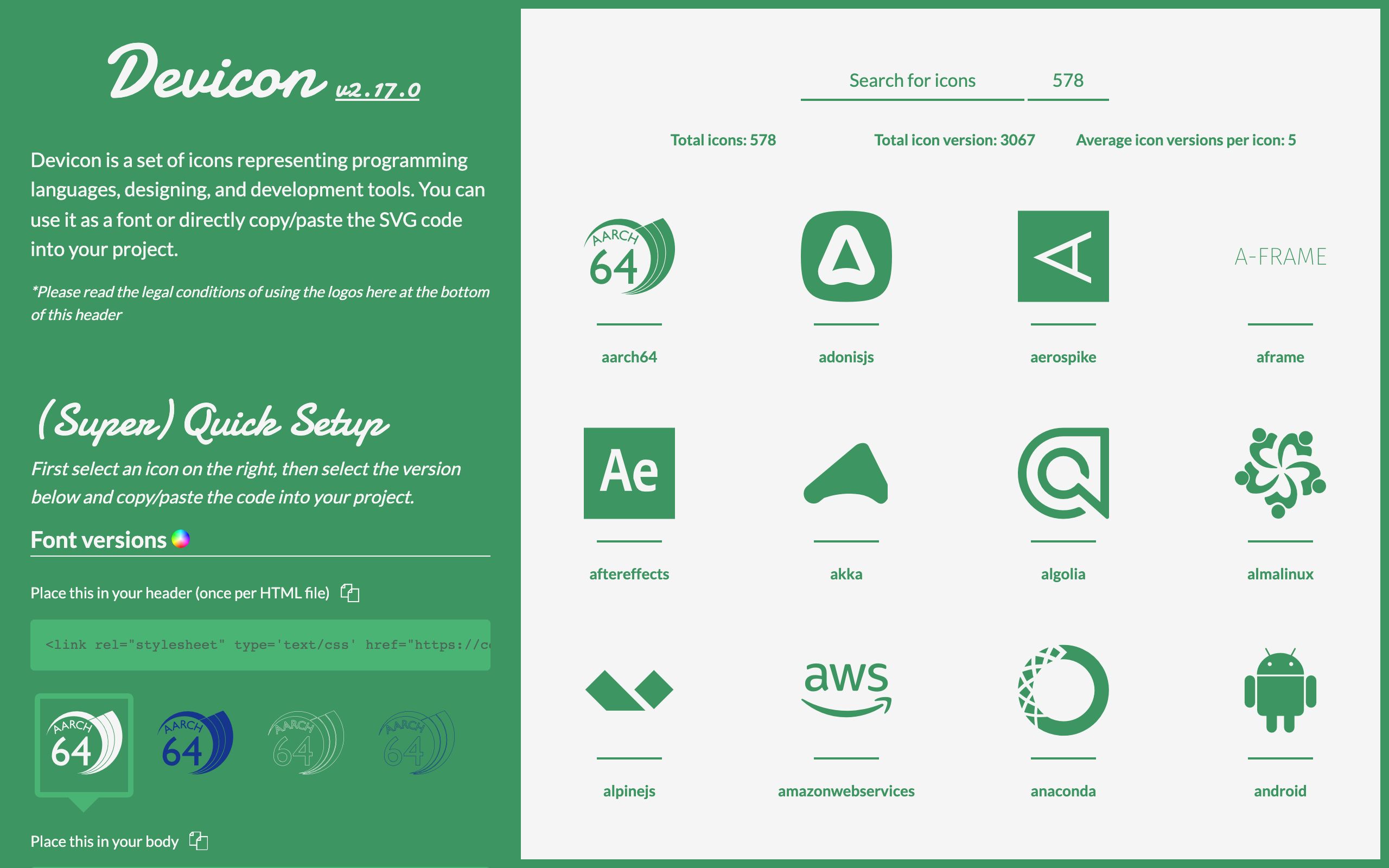 Devicon screenshot