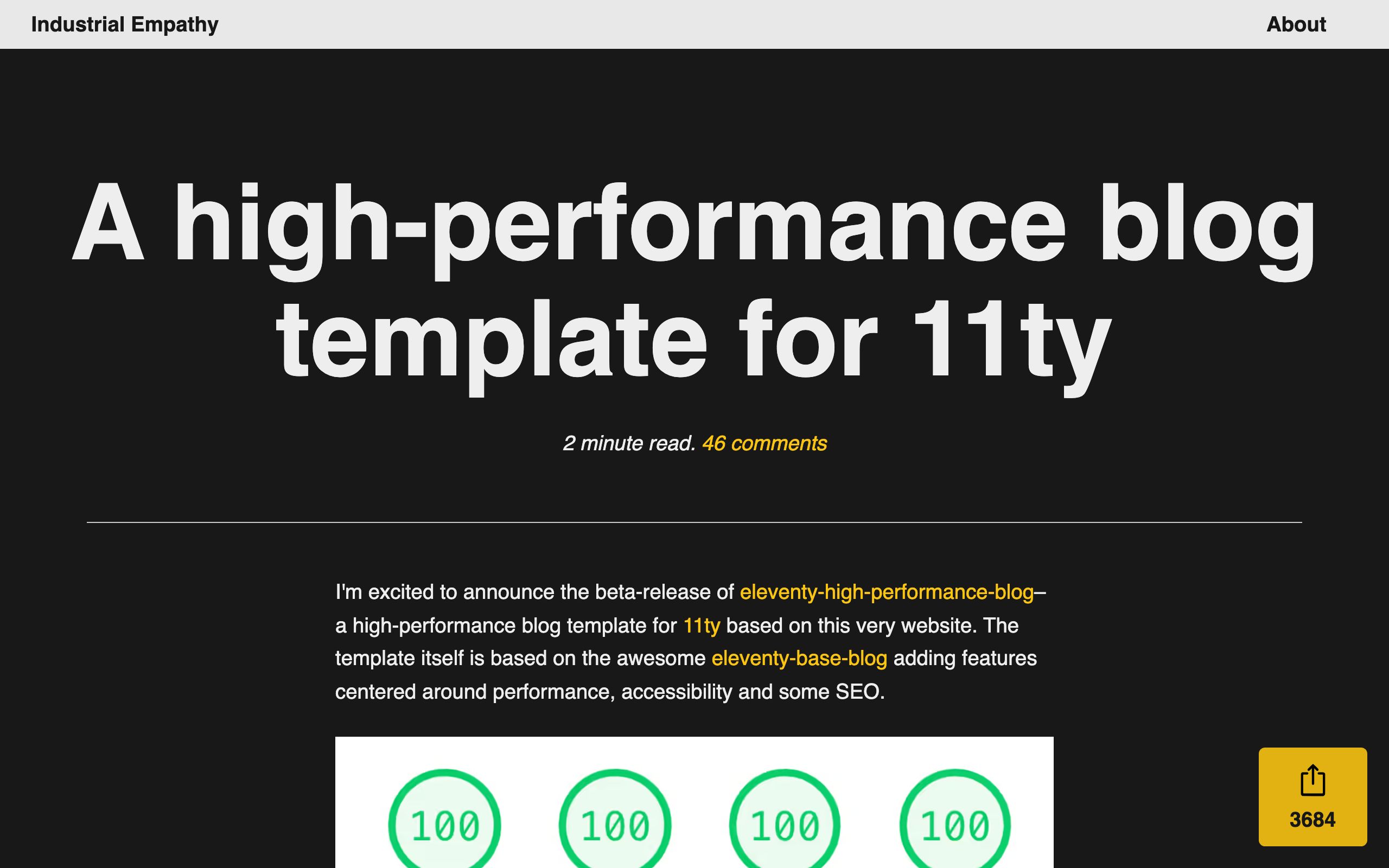 eleventy-high-performance-blog screenshot