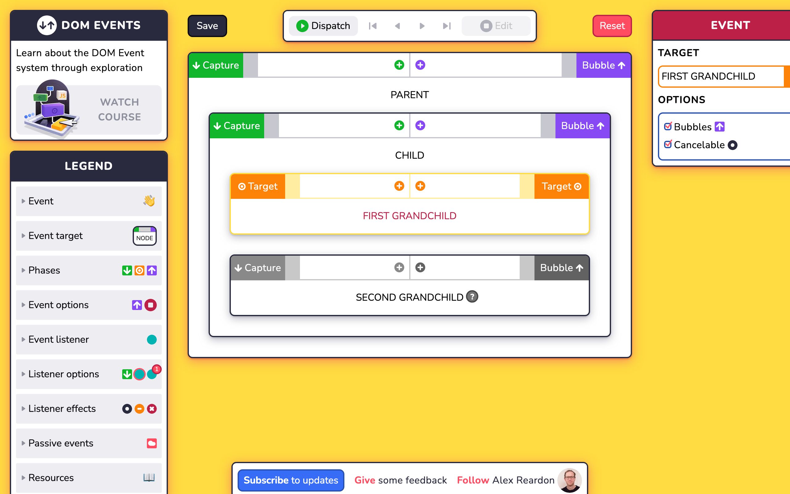 Explore DOM Events screenshot