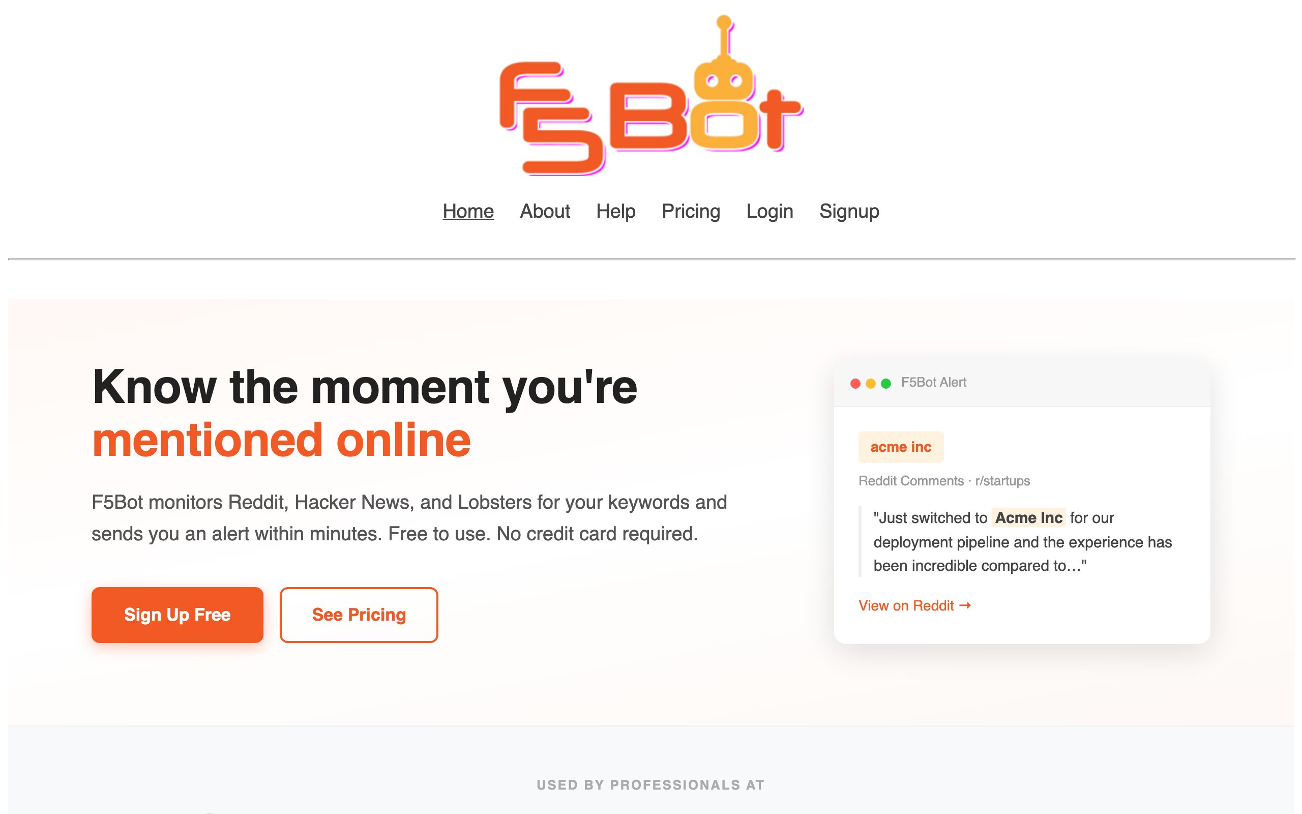 F5Bot screenshot