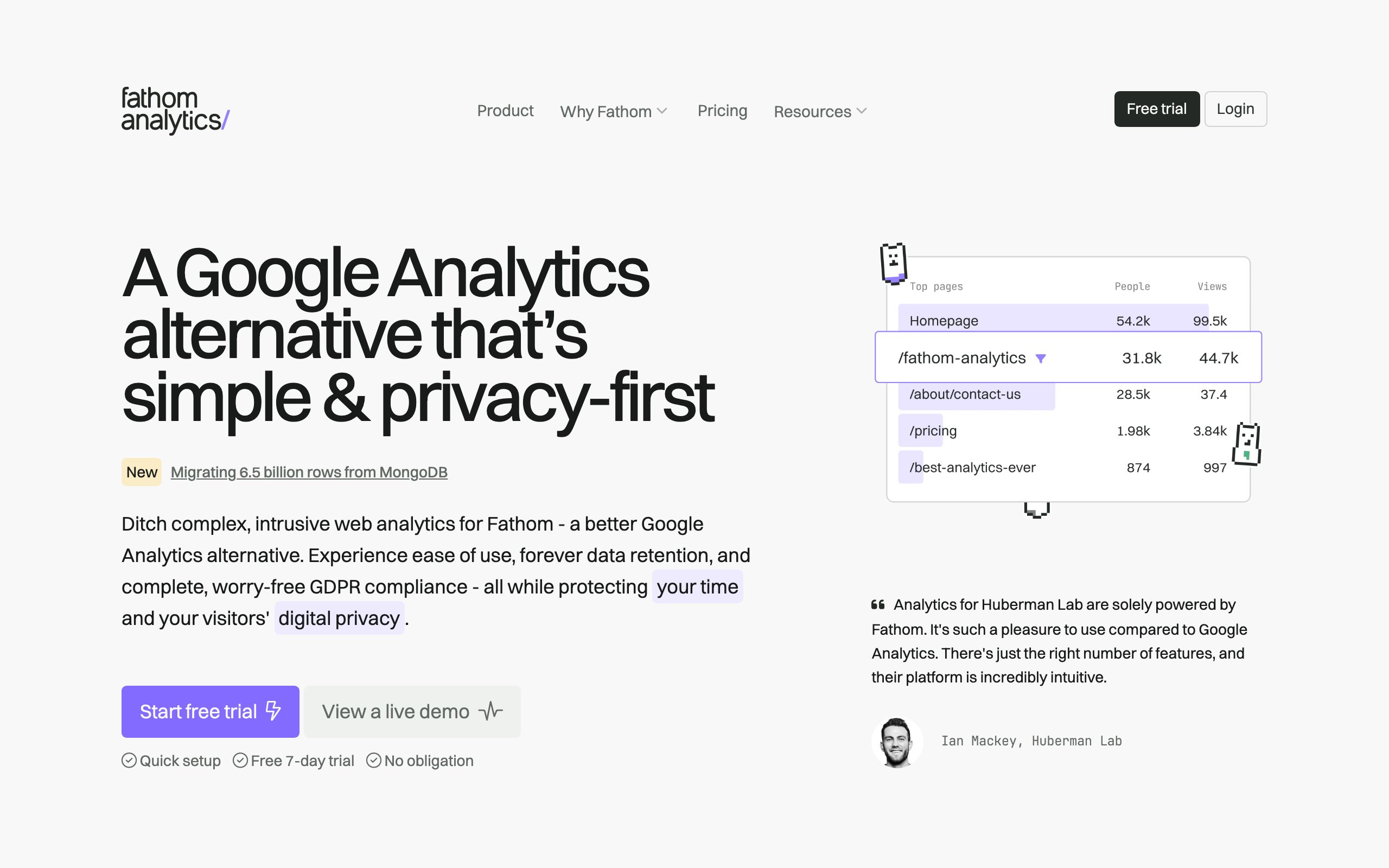 Fathom Analytics screenshot