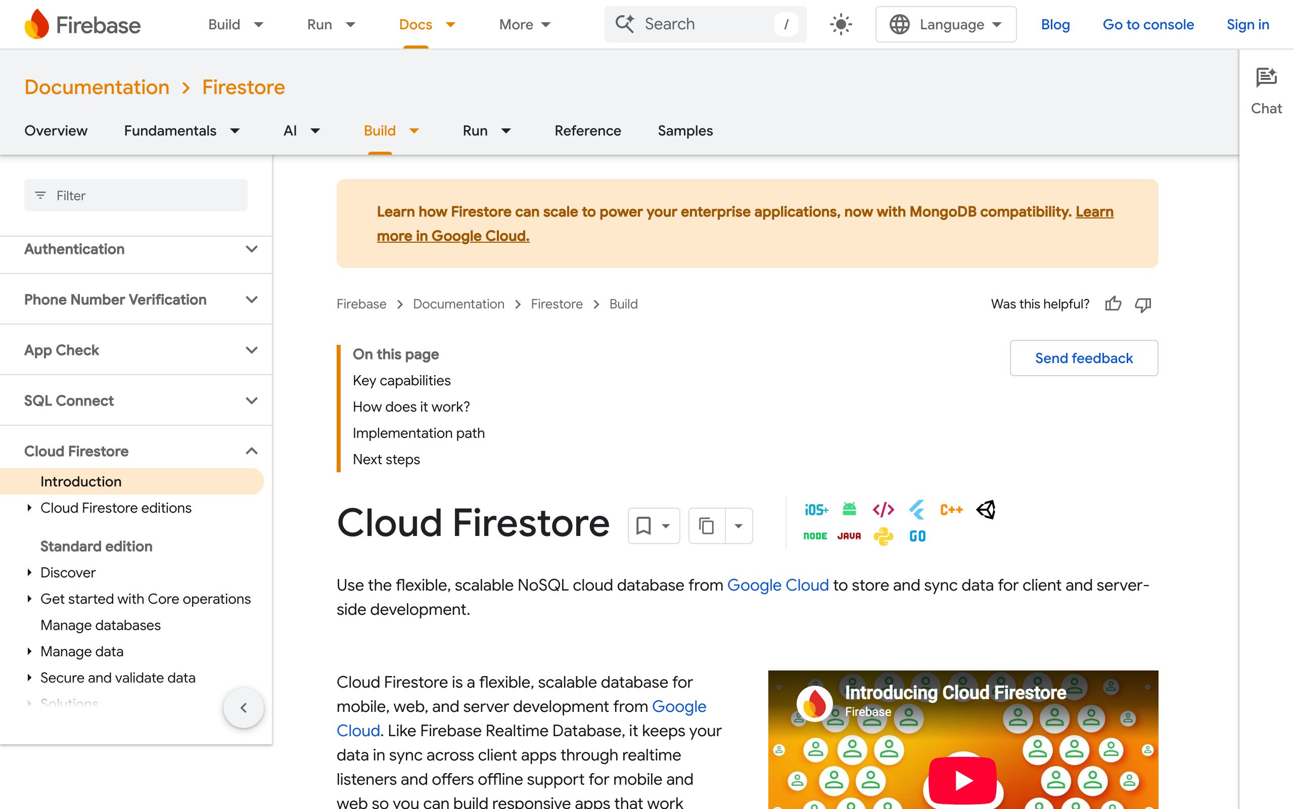 Firestore screenshot