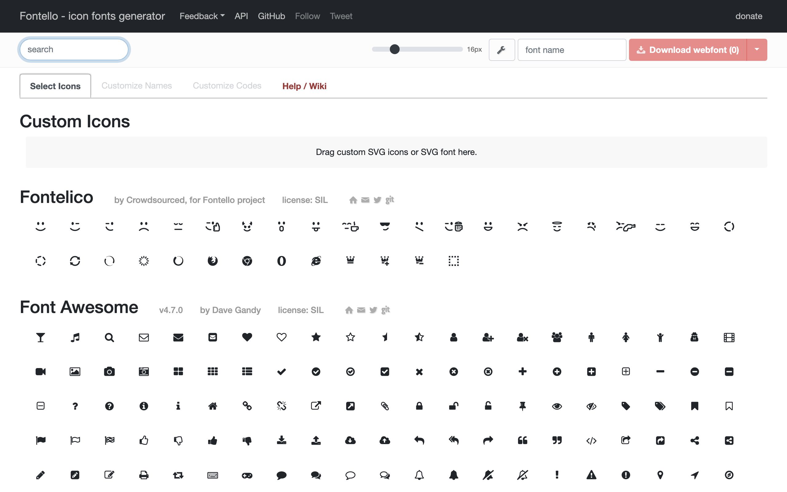 Fontello screenshot
