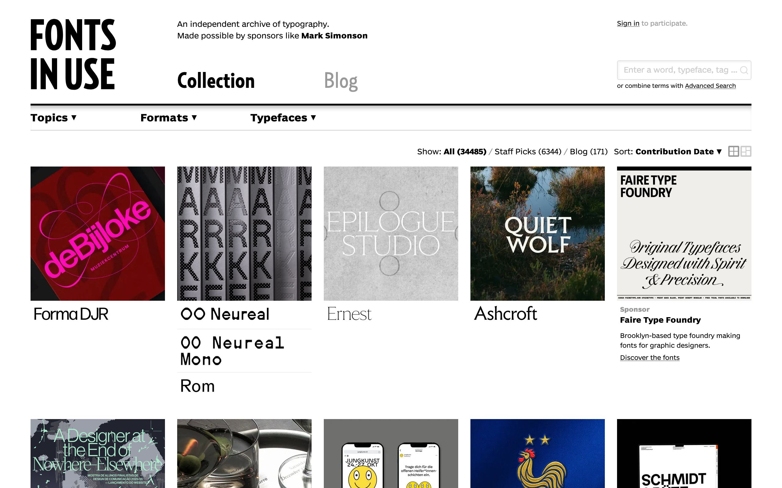 Fonts In Use screenshot