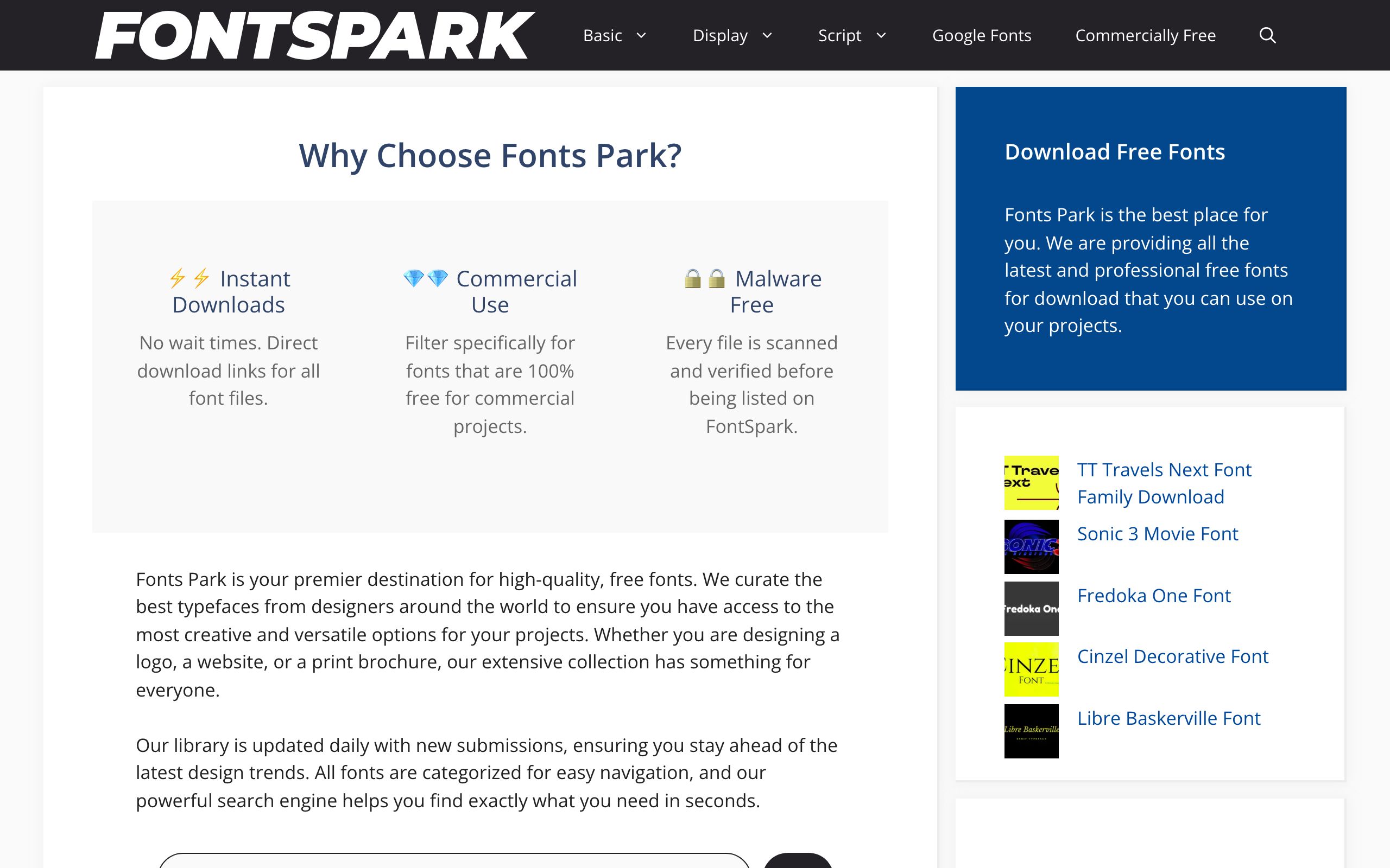 Fonts Park screenshot