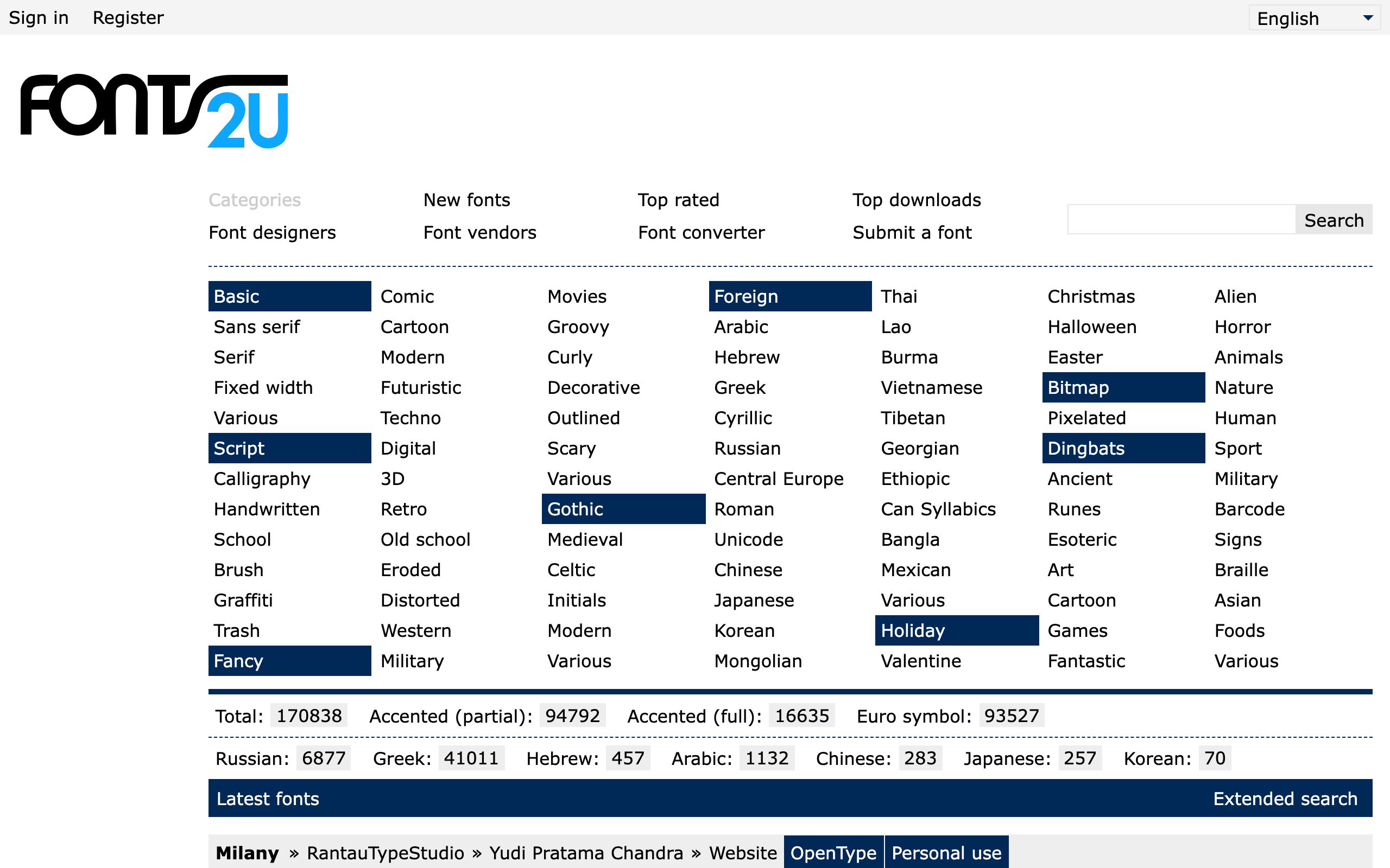 Fonts2u screenshot