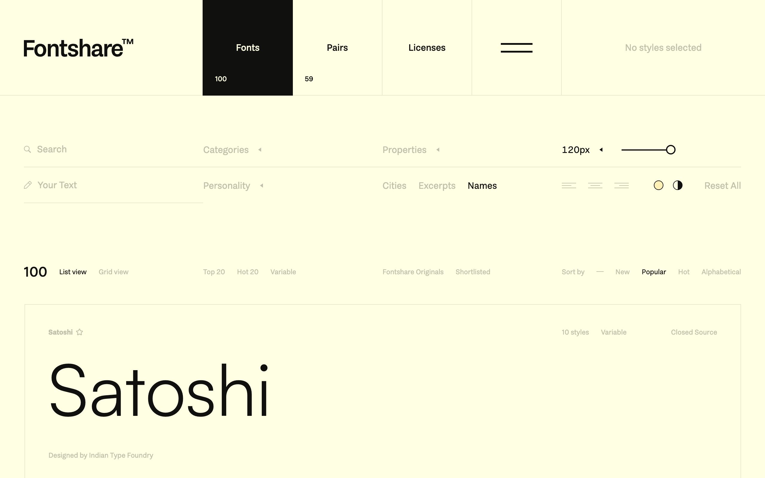 Fontshare screenshot