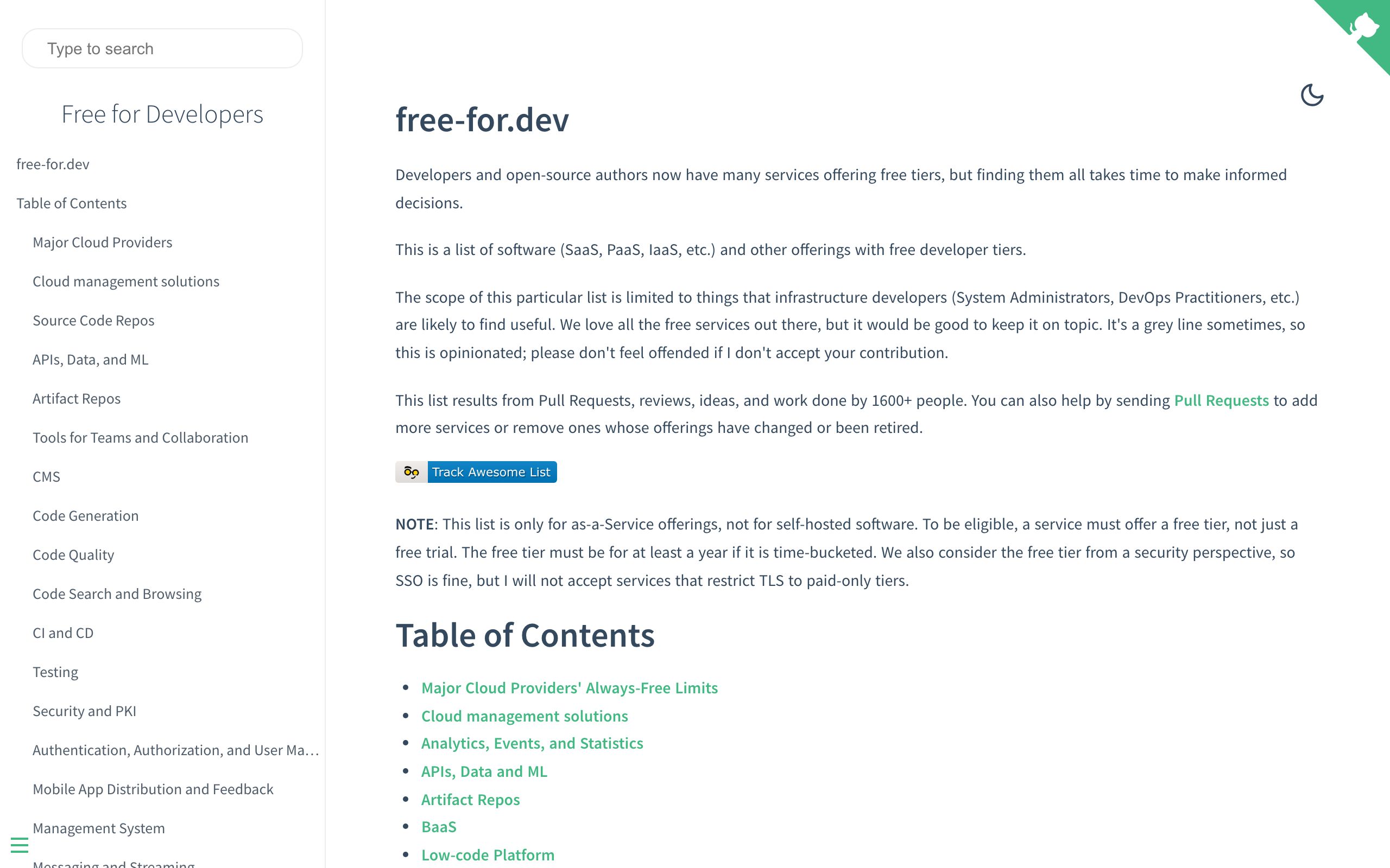 Free for Developers screenshot