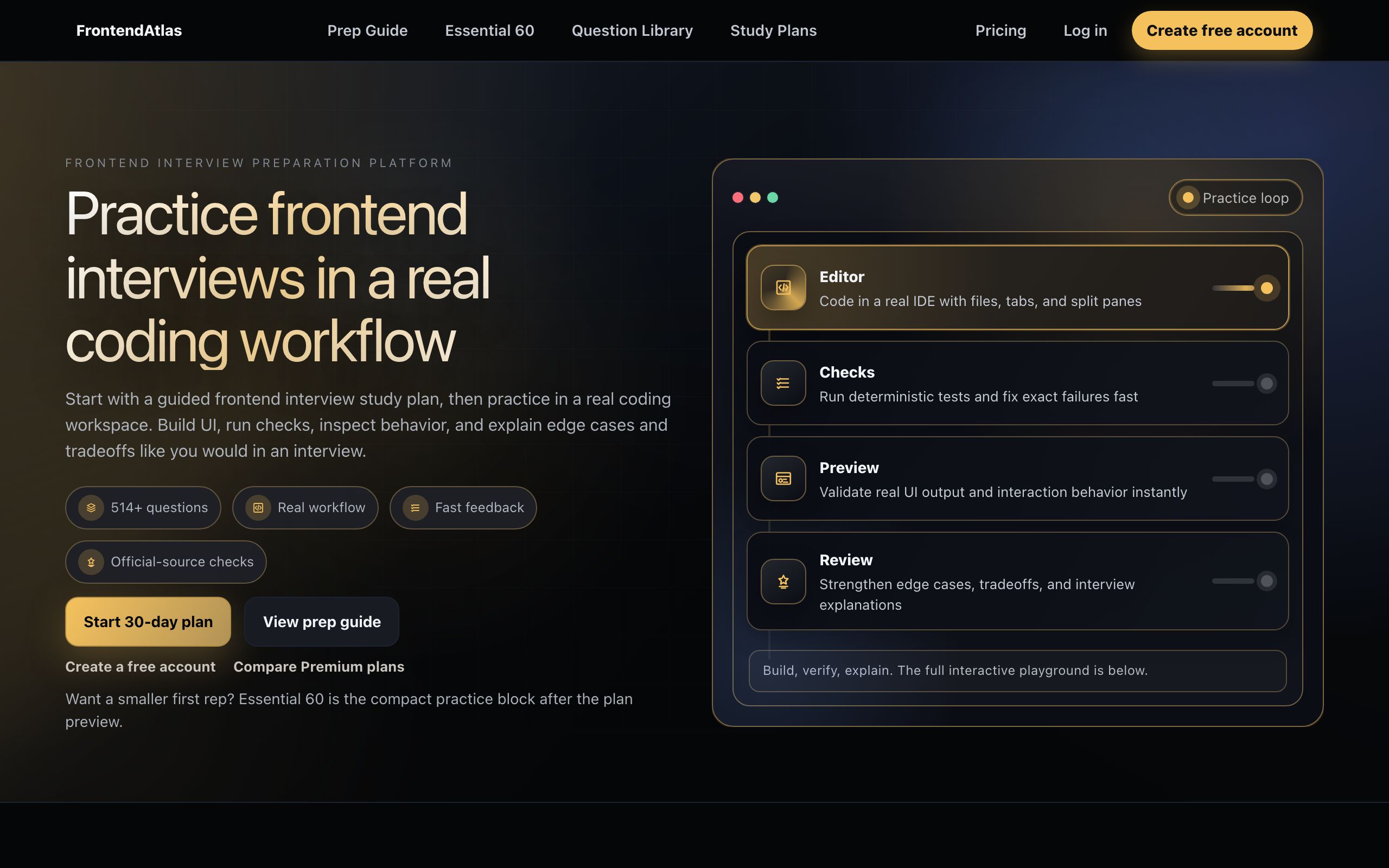 Frontend Interview Prep Platform screenshot