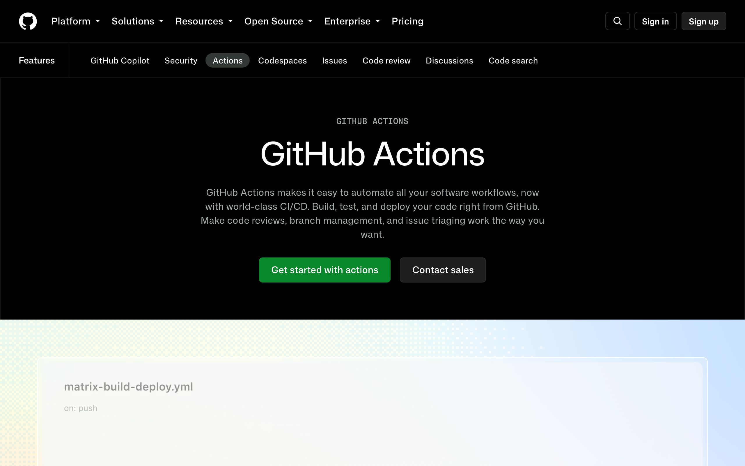 GitHub Actions screenshot