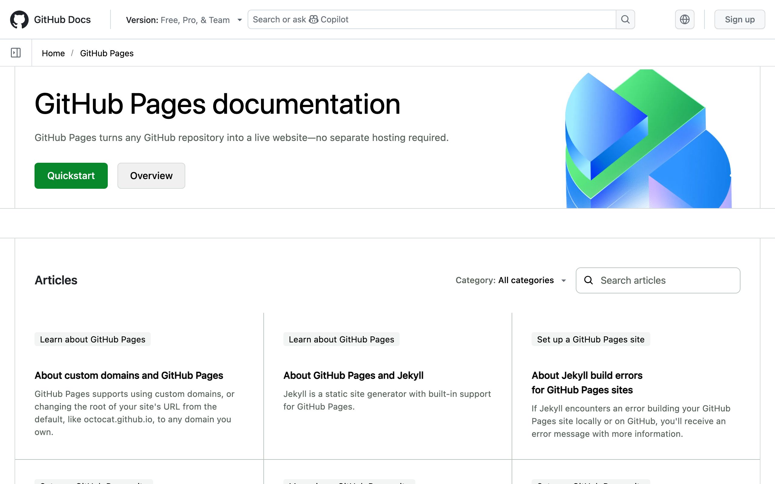 GitHub Pages screenshot