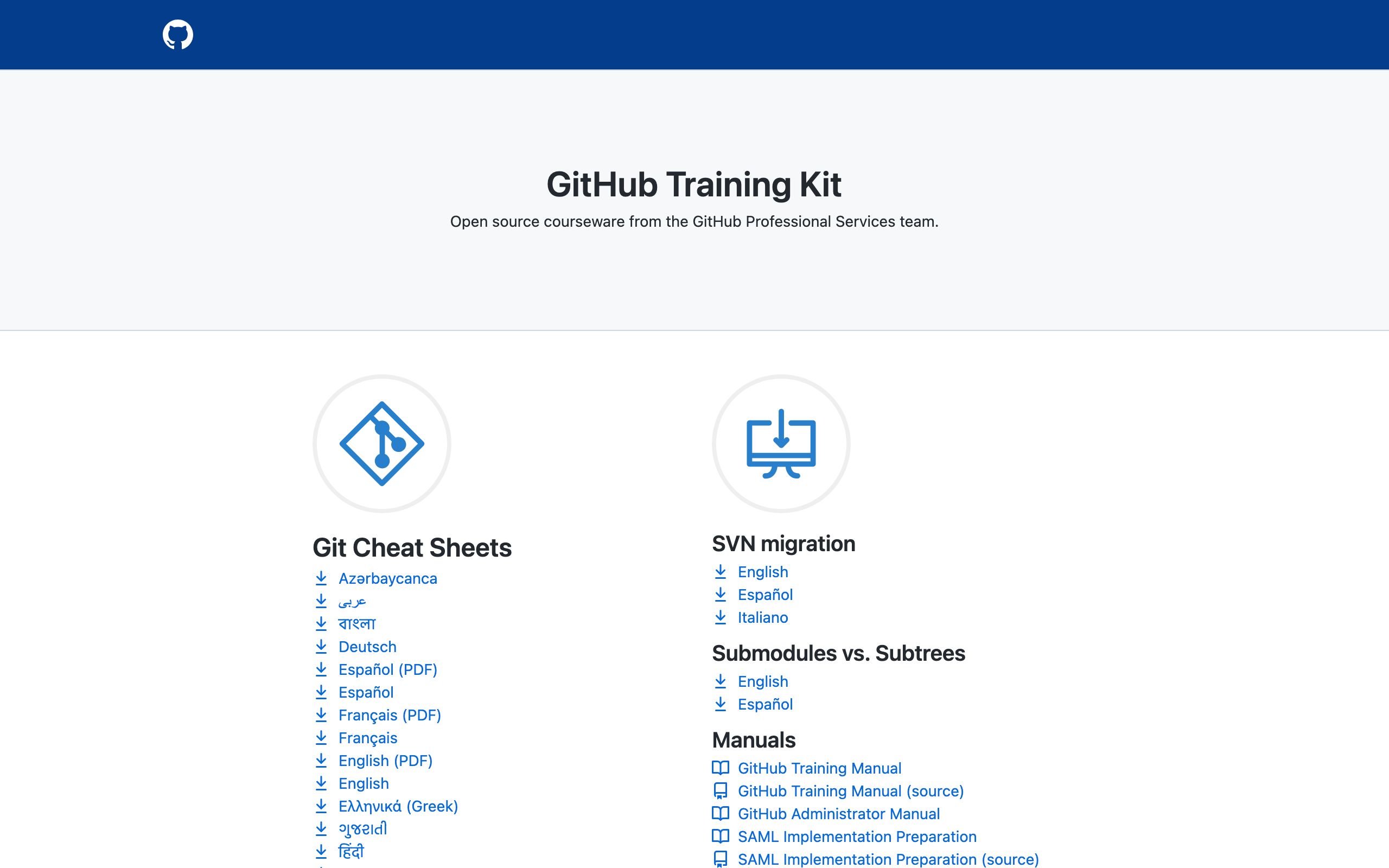 GitHub Training Kit screenshot