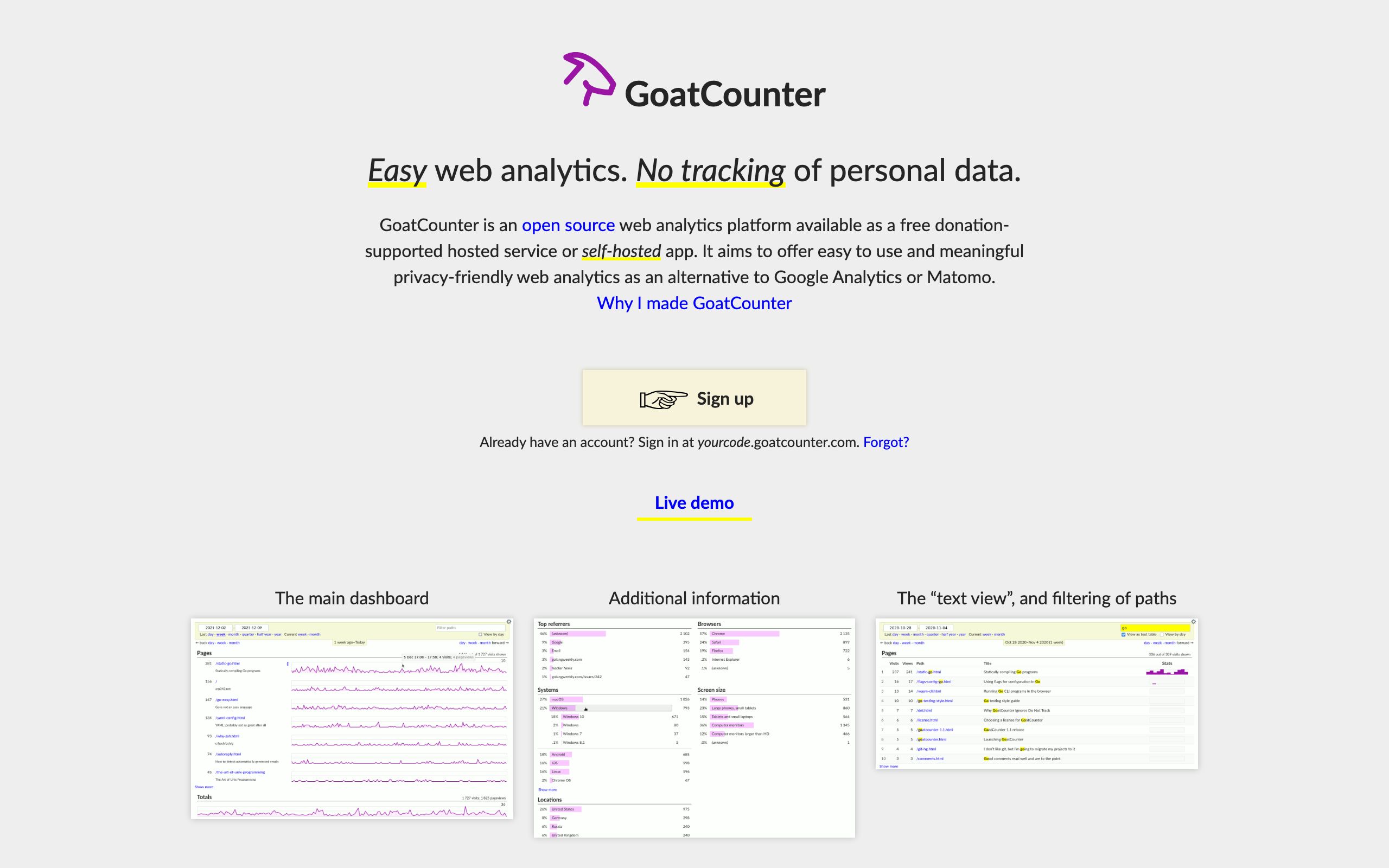 GoatCounter screenshot
