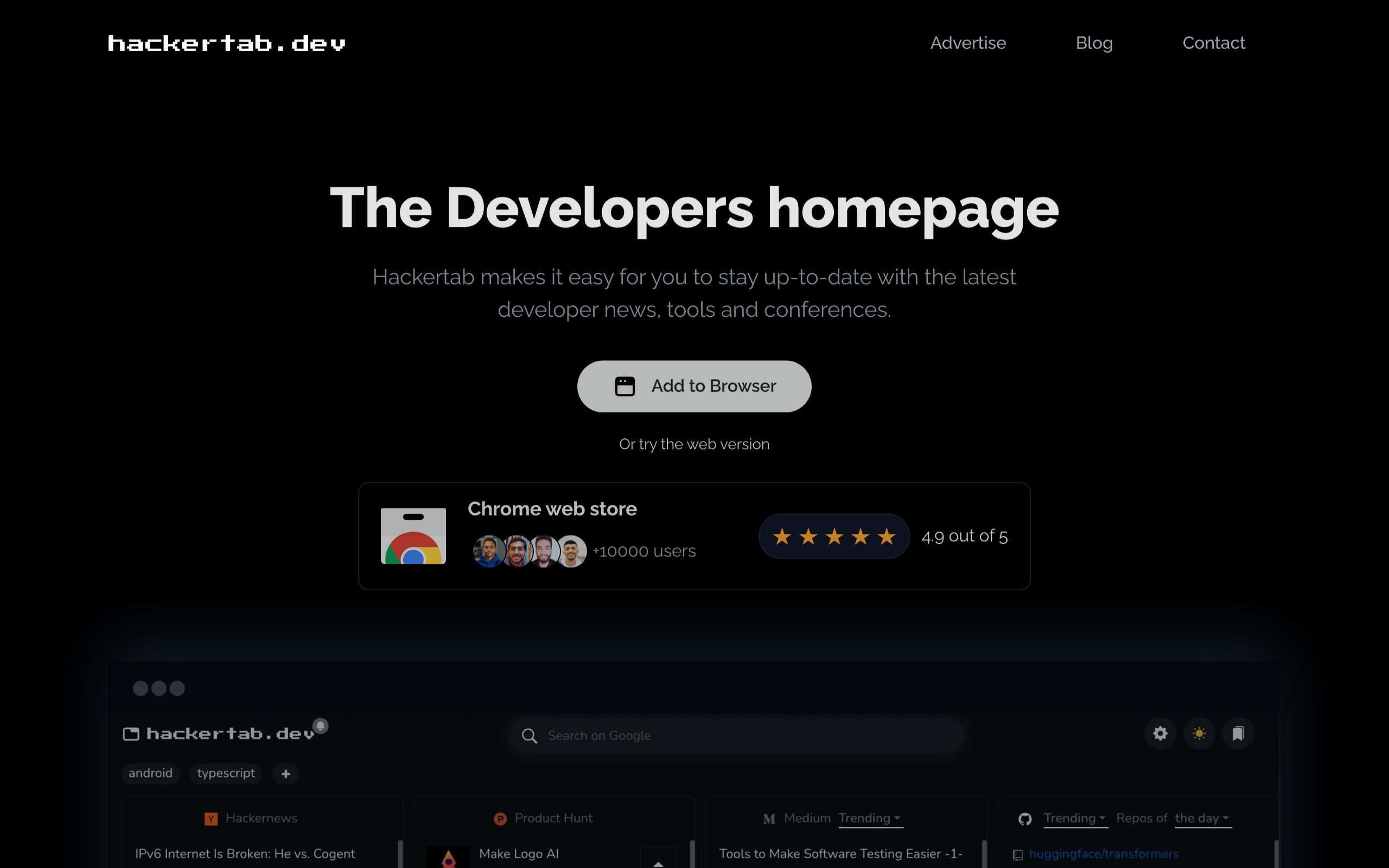 Hackertab screenshot