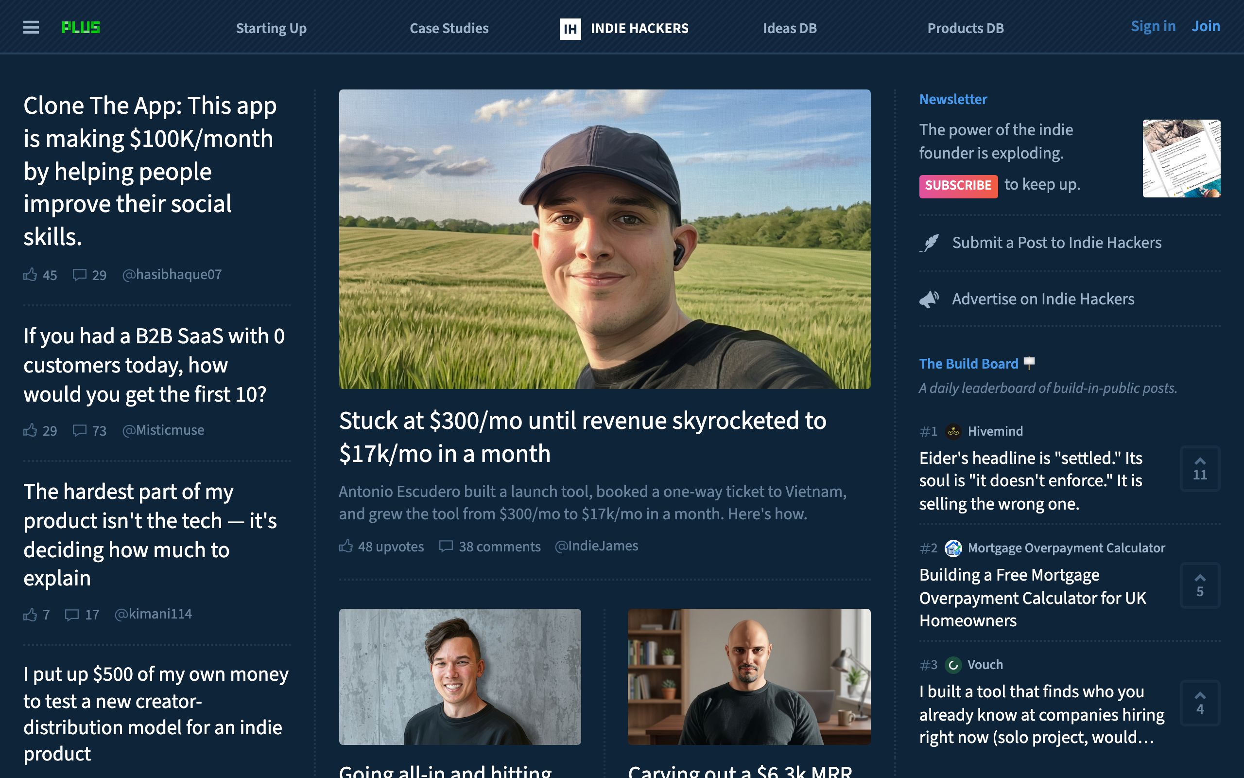 Indie Hackers screenshot
