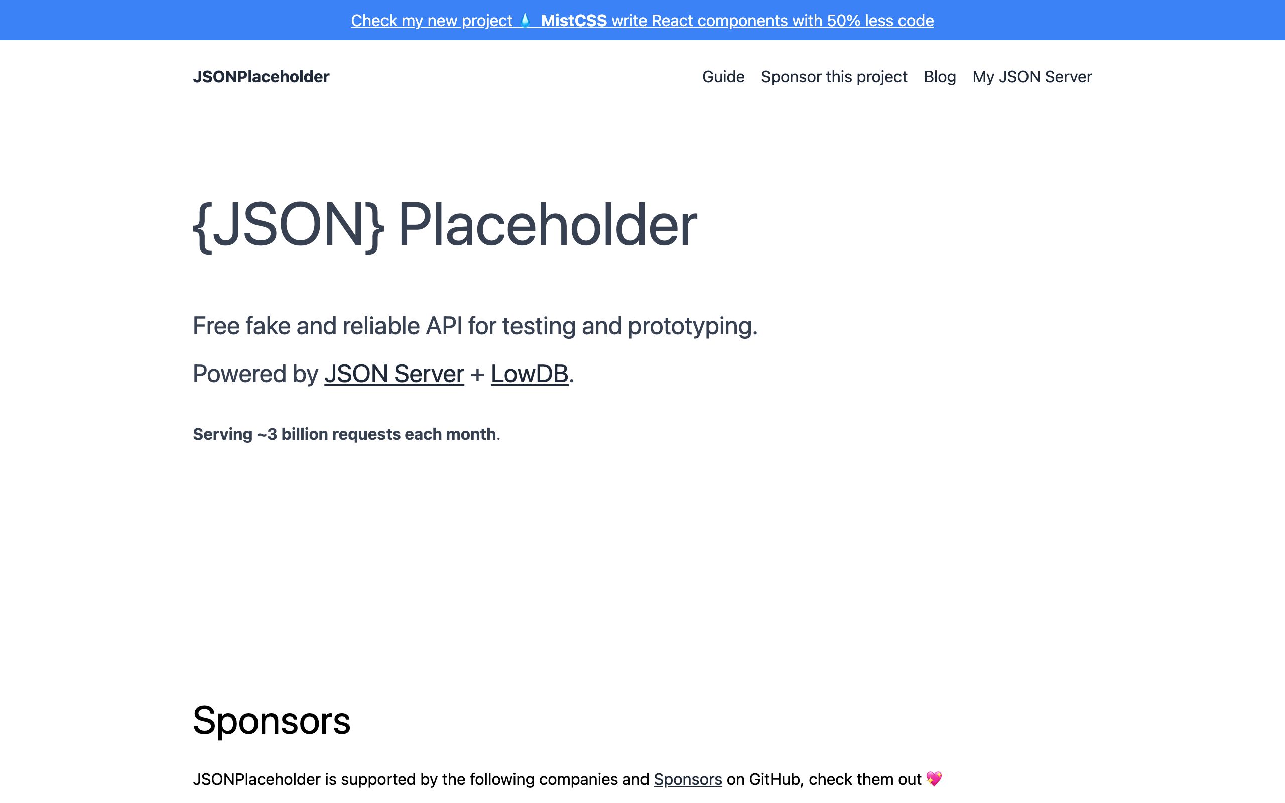 JSONPlaceholder screenshot