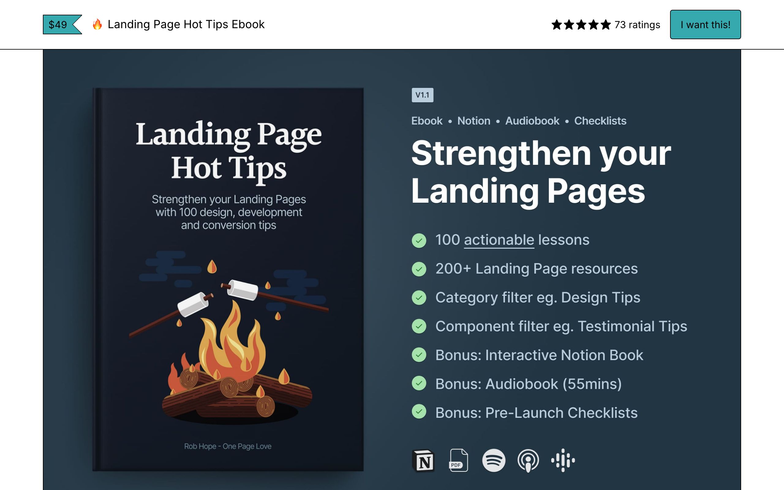 Landing Page Hot Tips Ebook screenshot