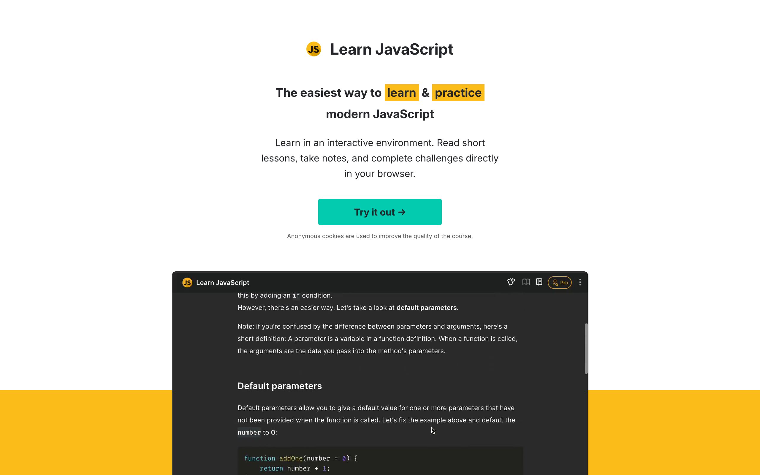 Learn JavaScript screenshot