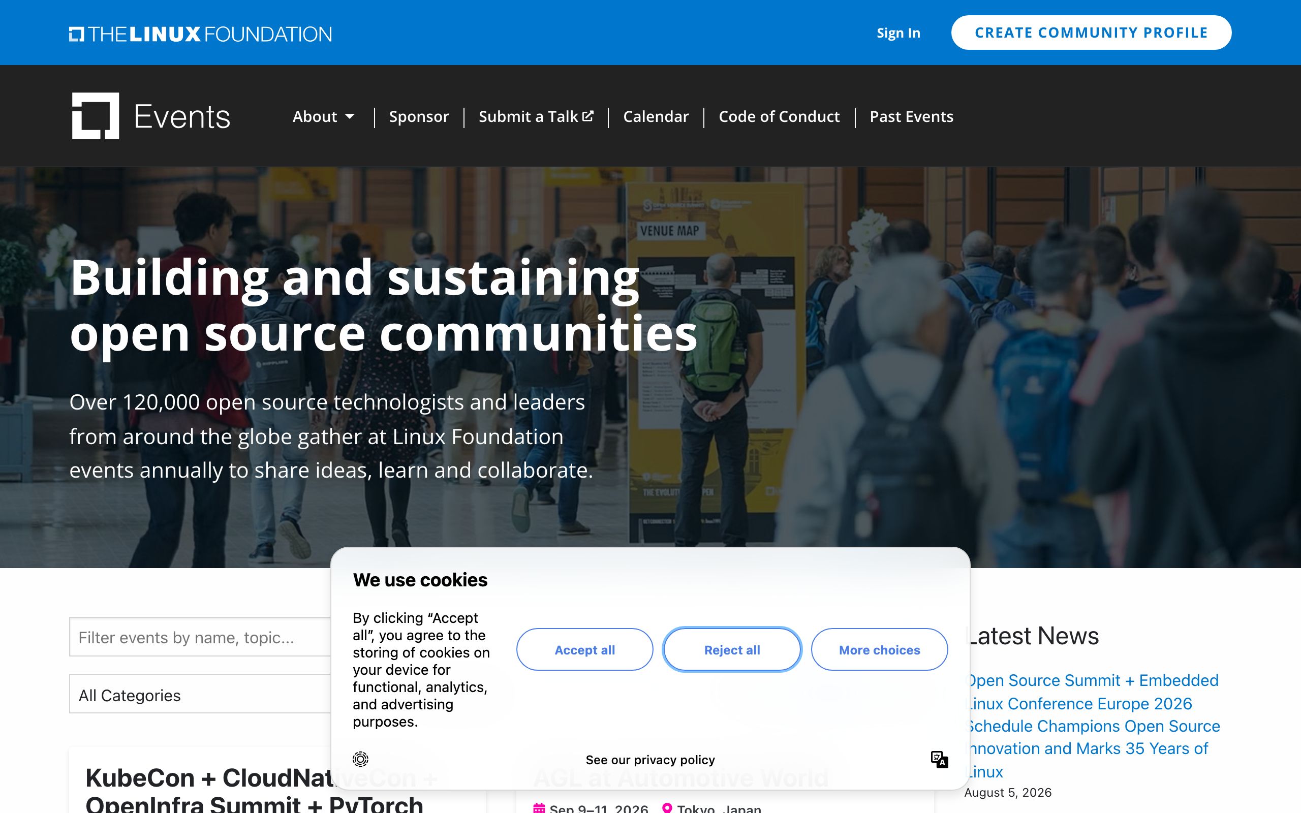 Linux Foundation Events screenshot