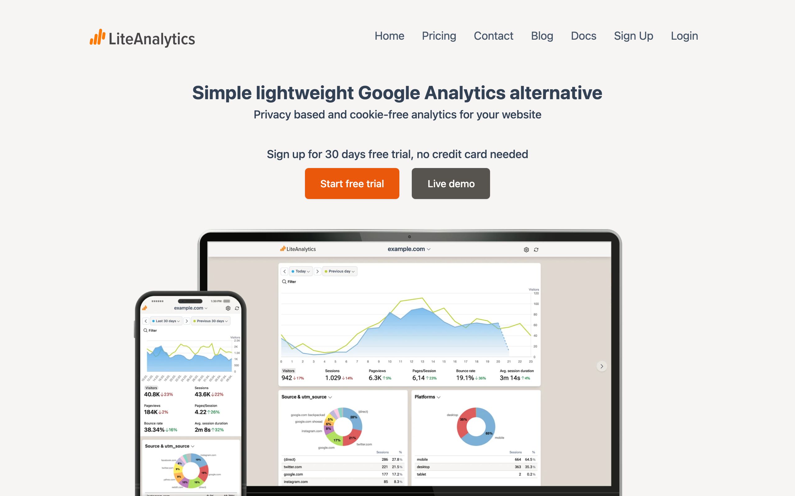 Lite Analytics screenshot