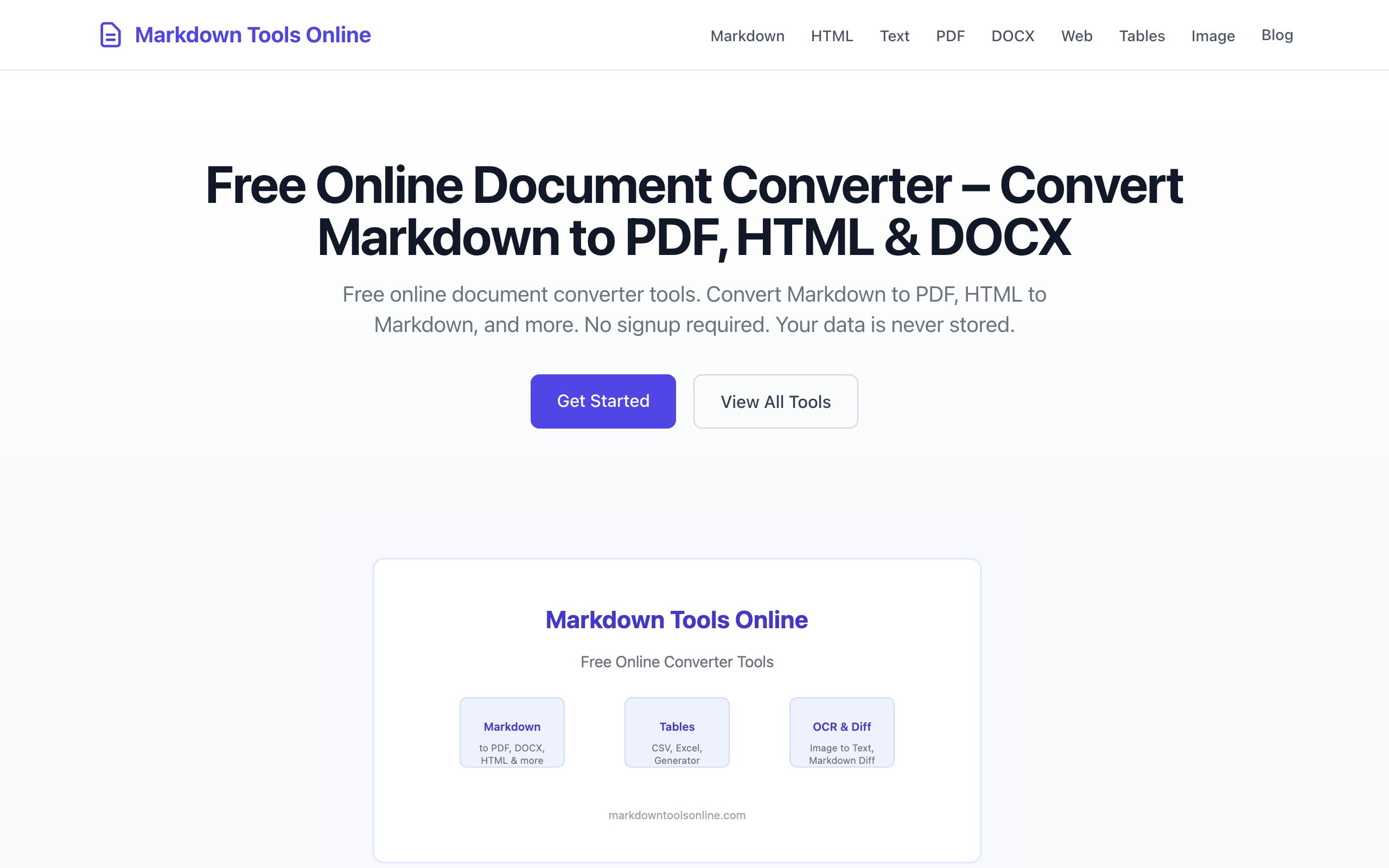 Markdown Tools Online screenshot