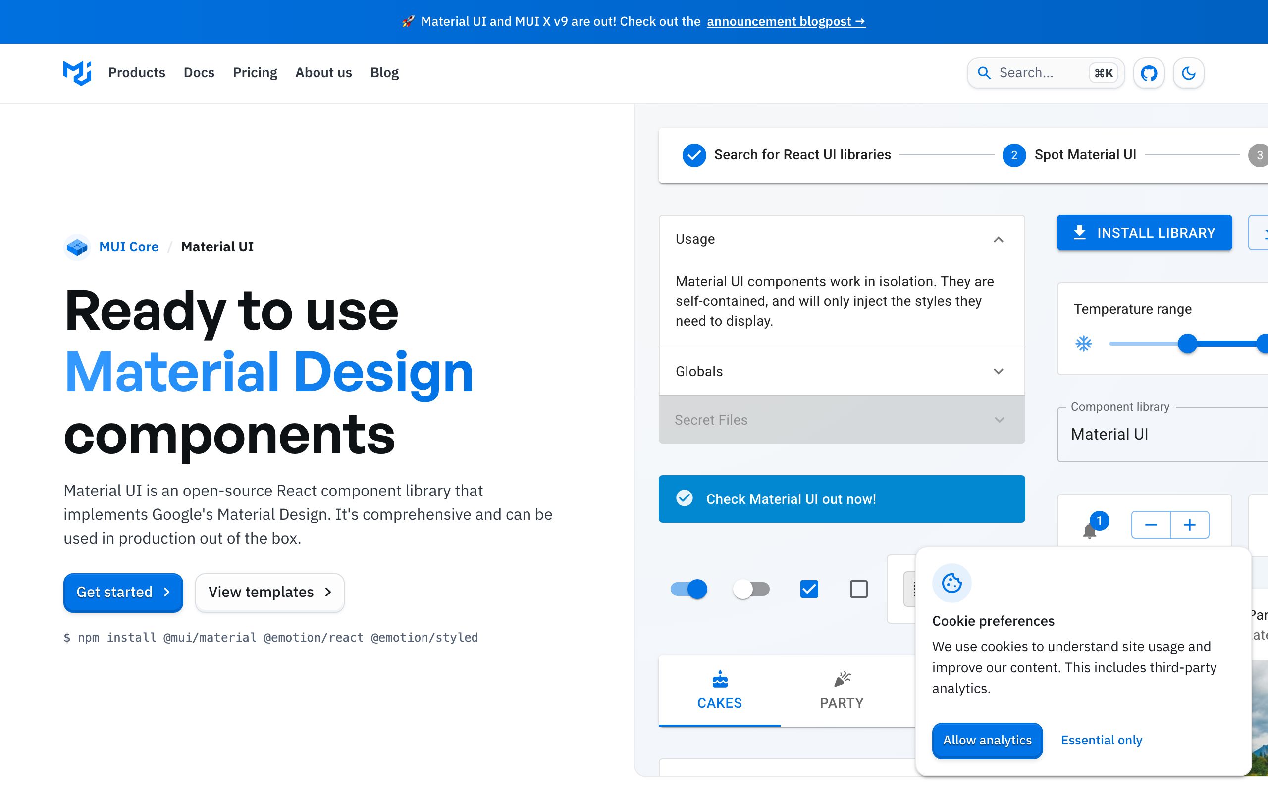 Material UI screenshot