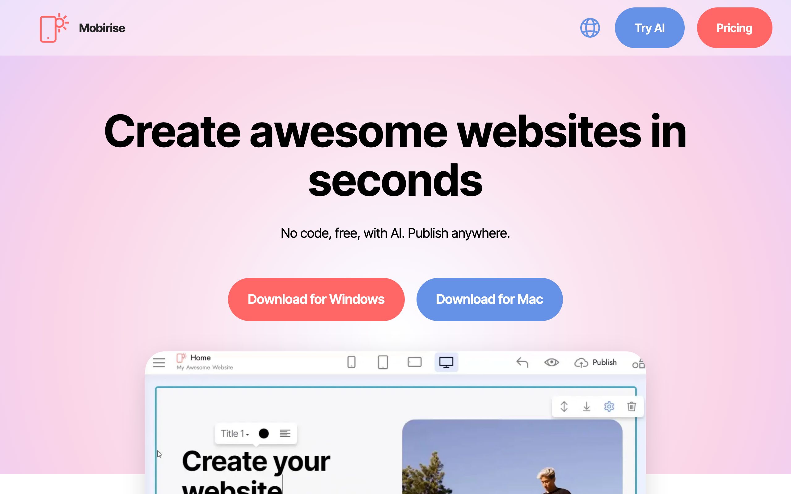 Mobirise screenshot