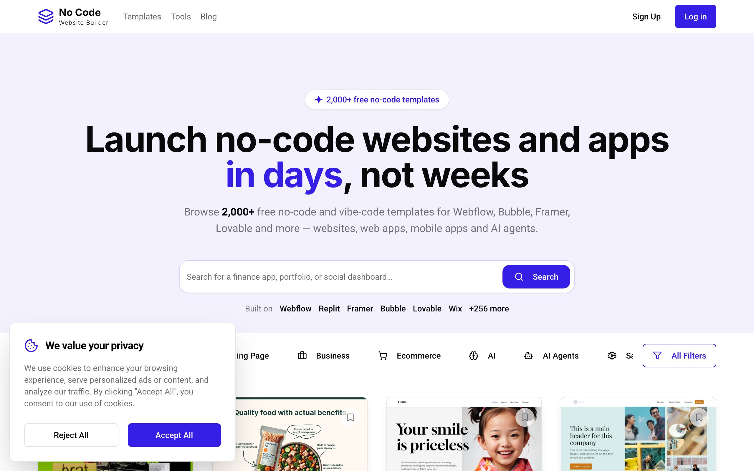 No Code Website Builder screenshot