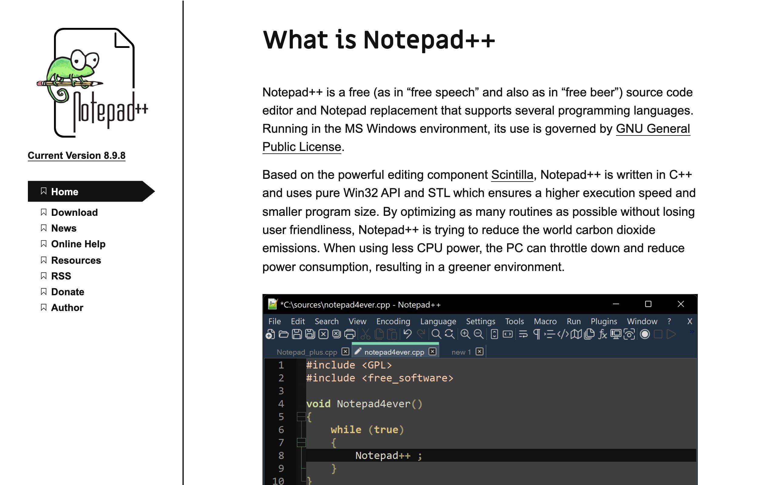 Notepad++ screenshot