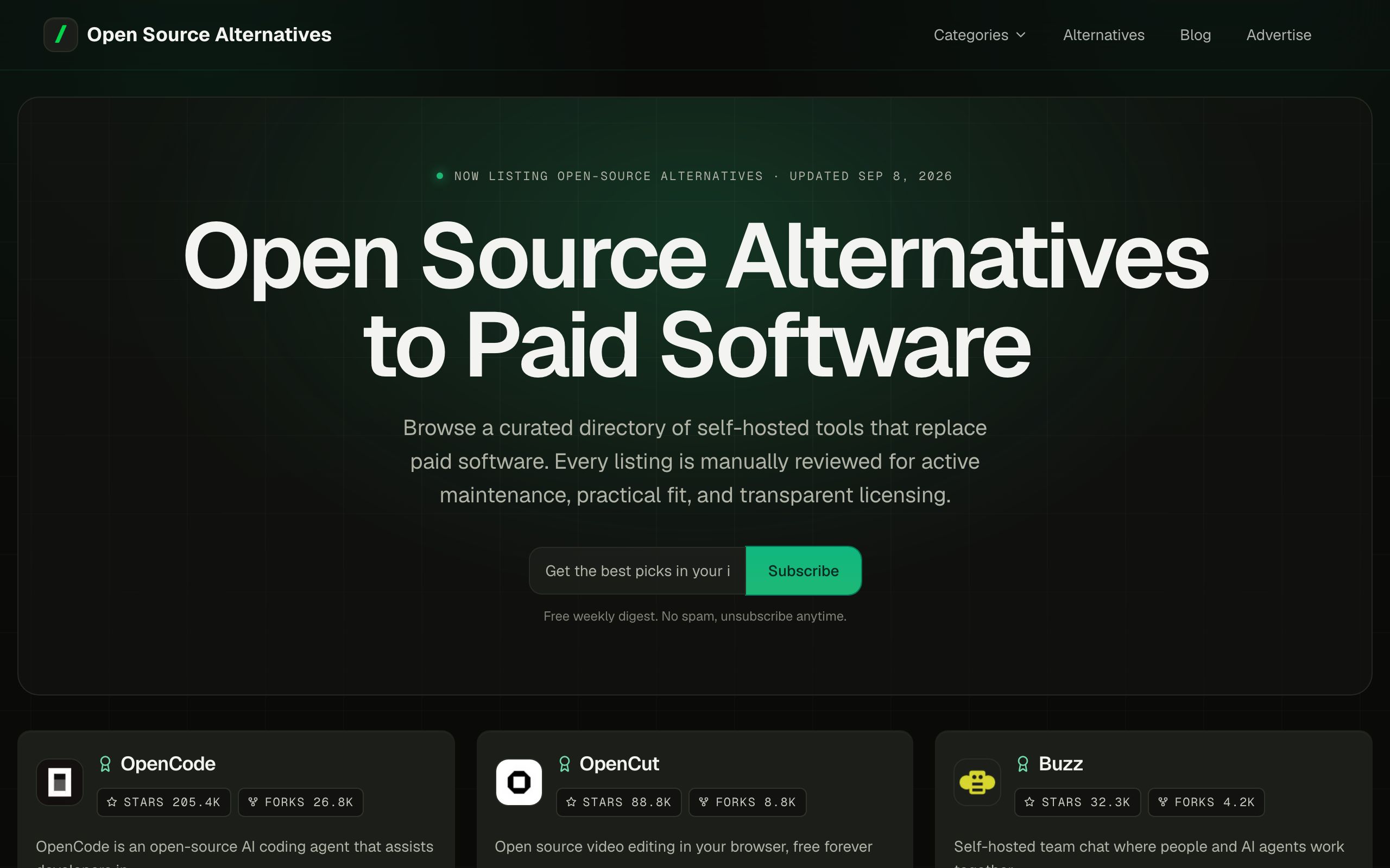 Open Source Alternatives screenshot