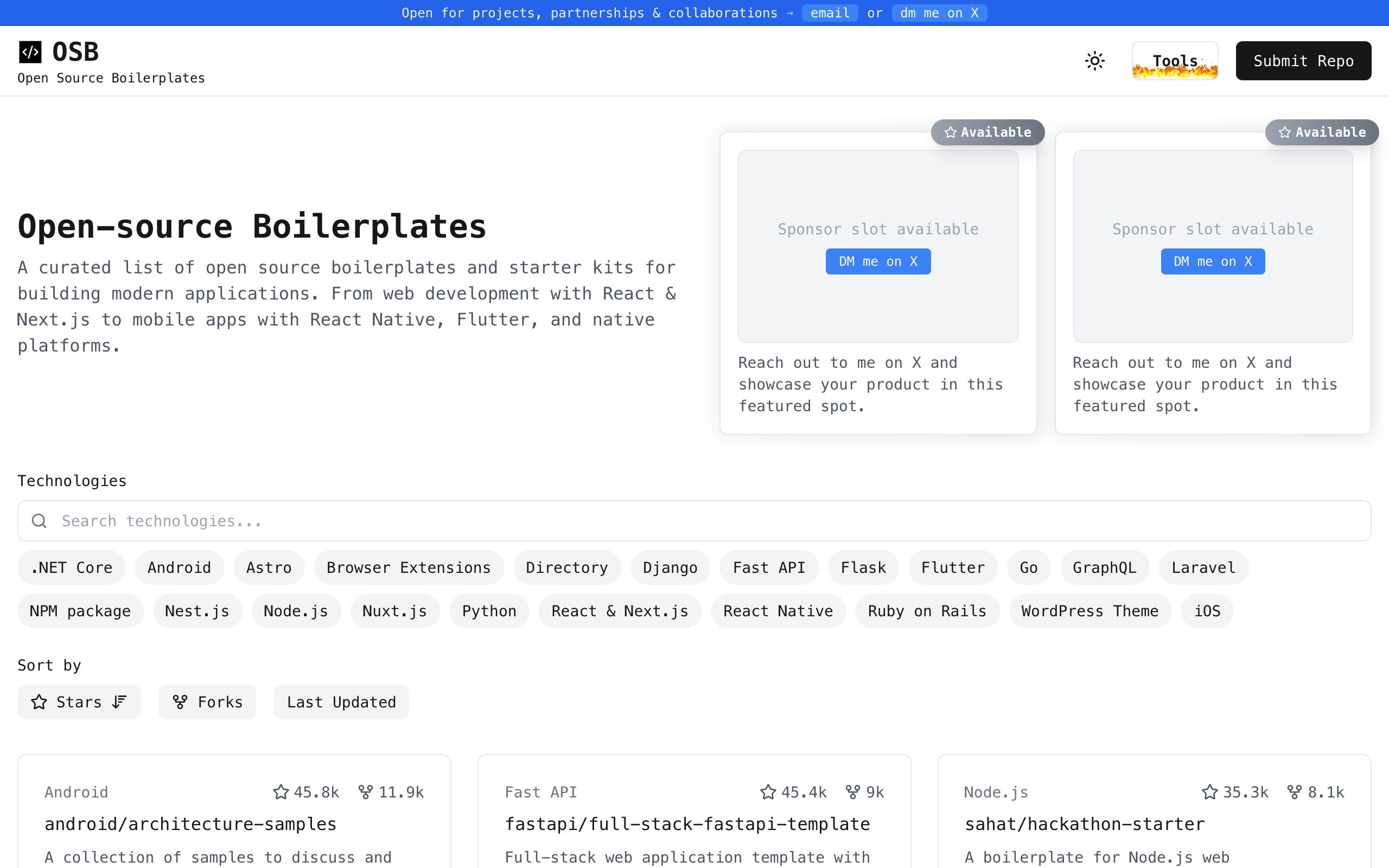 Open Source Boilerplates screenshot